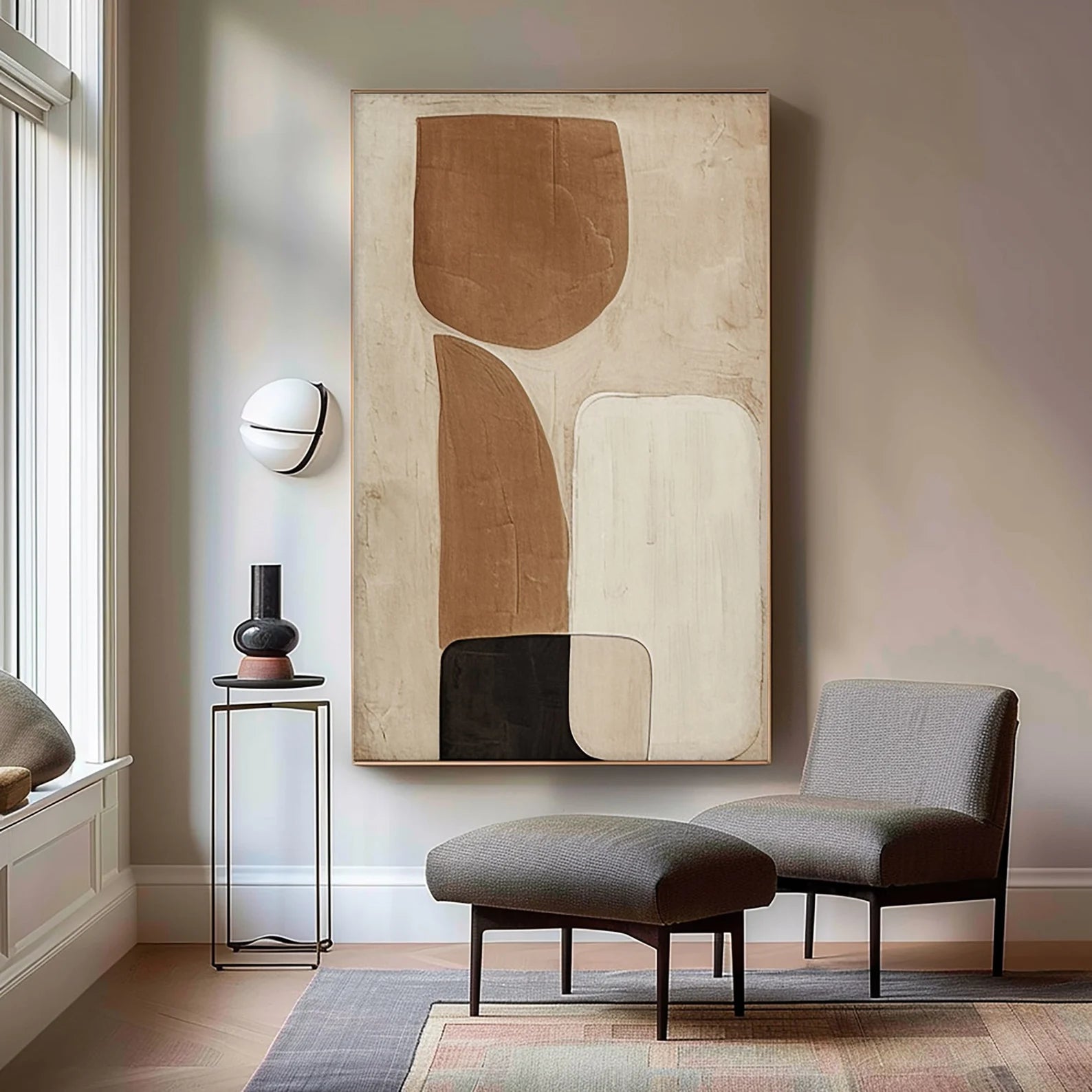 Textured Earthy Sophistication | Beige Black Depth
