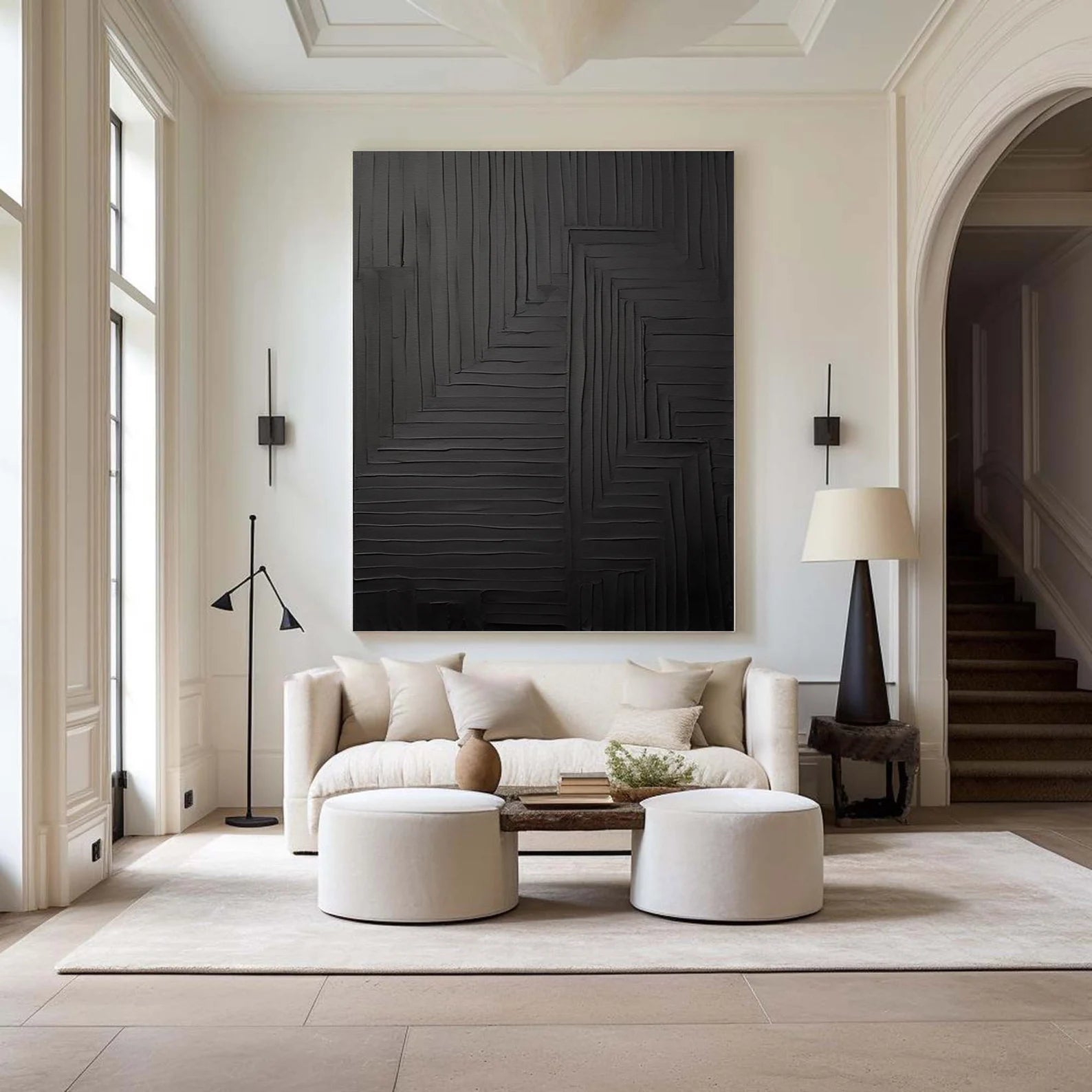 Textured Geometric Opulence | Black Lines