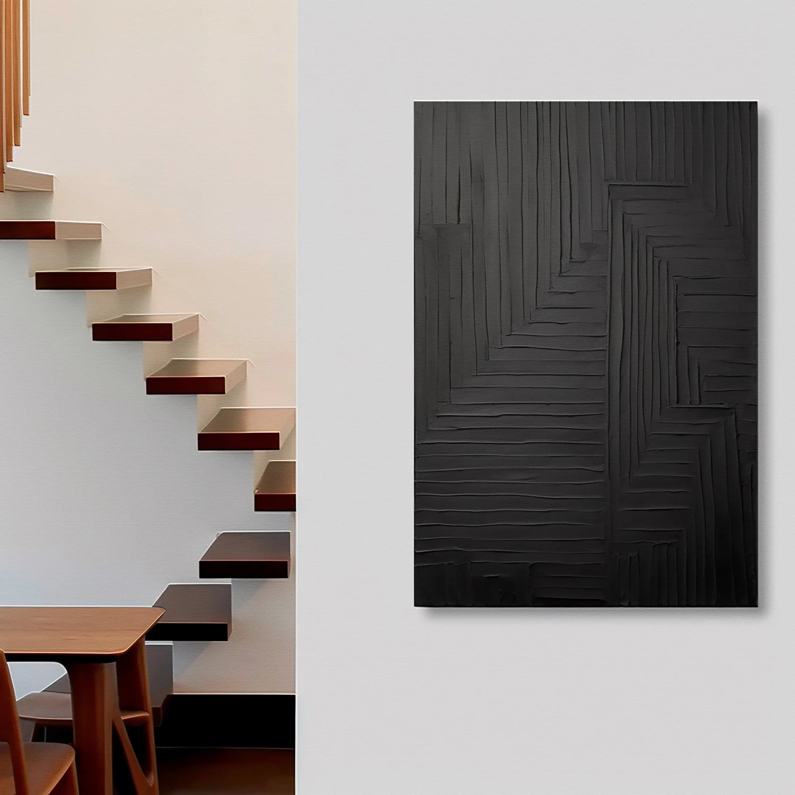 Textured Geometric Opulence | Black Lines