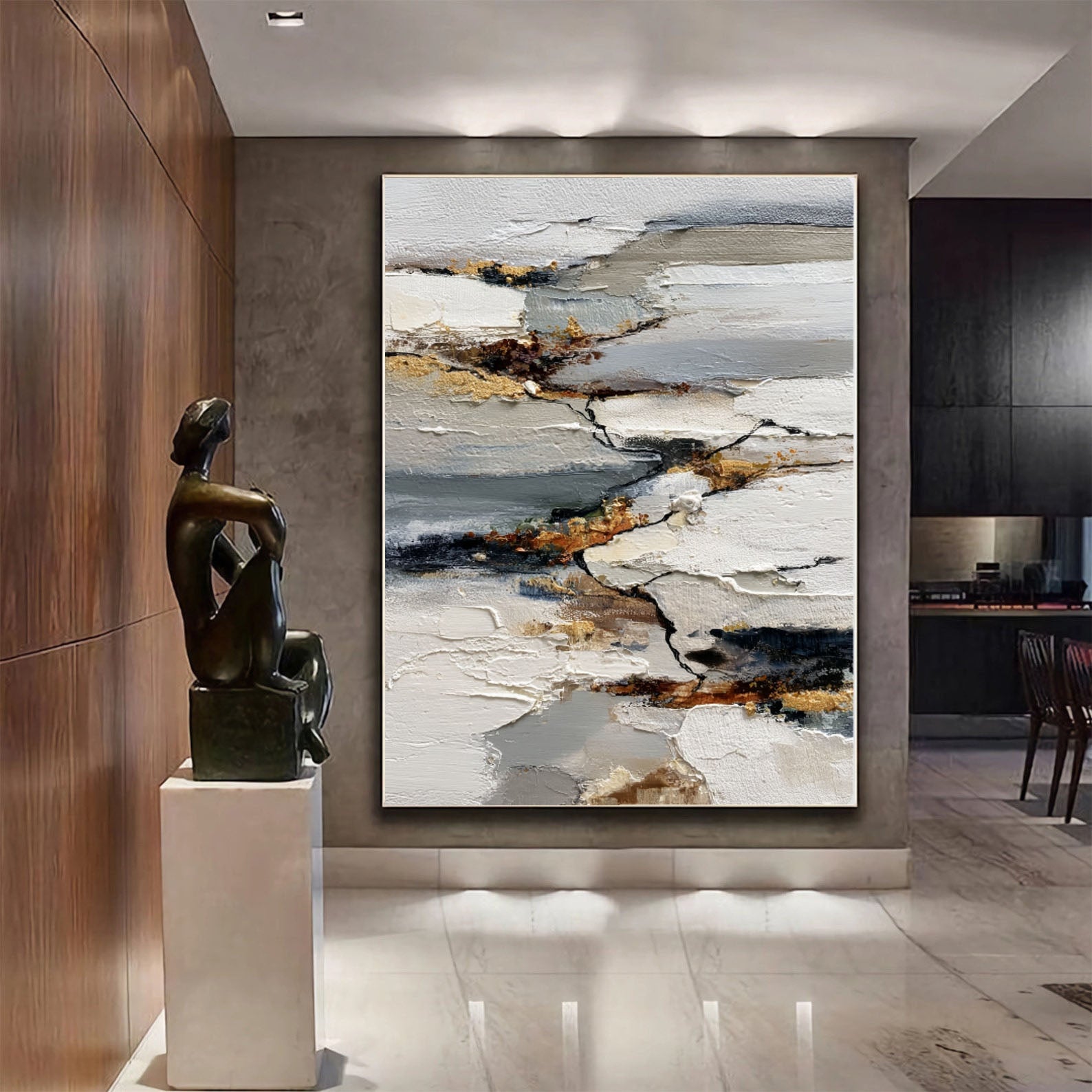 Textured Gold Accent Art | Elegant Depth