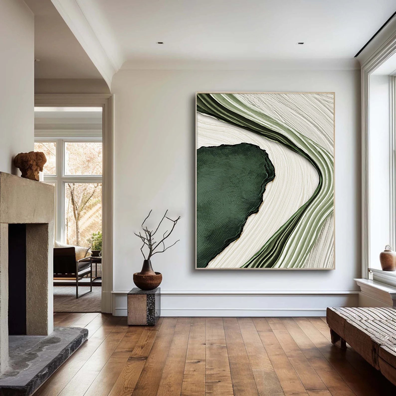 Textured Abstract Flow | Green White