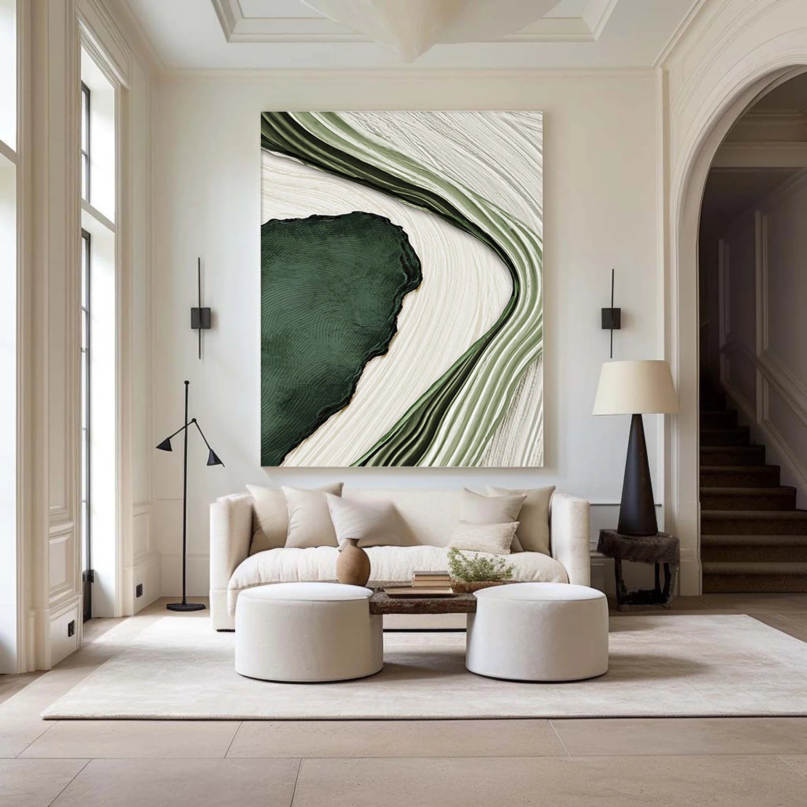 Textured Abstract Flow | Green White