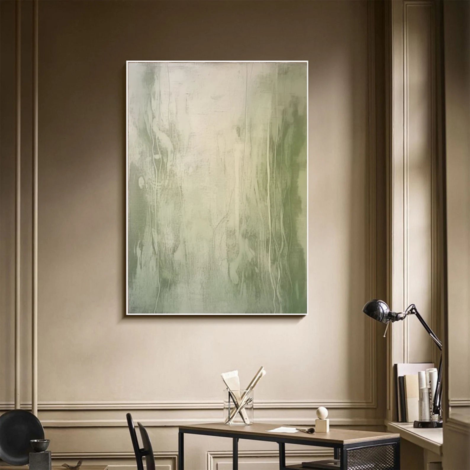 Textured Botanical Calm | Green Beige