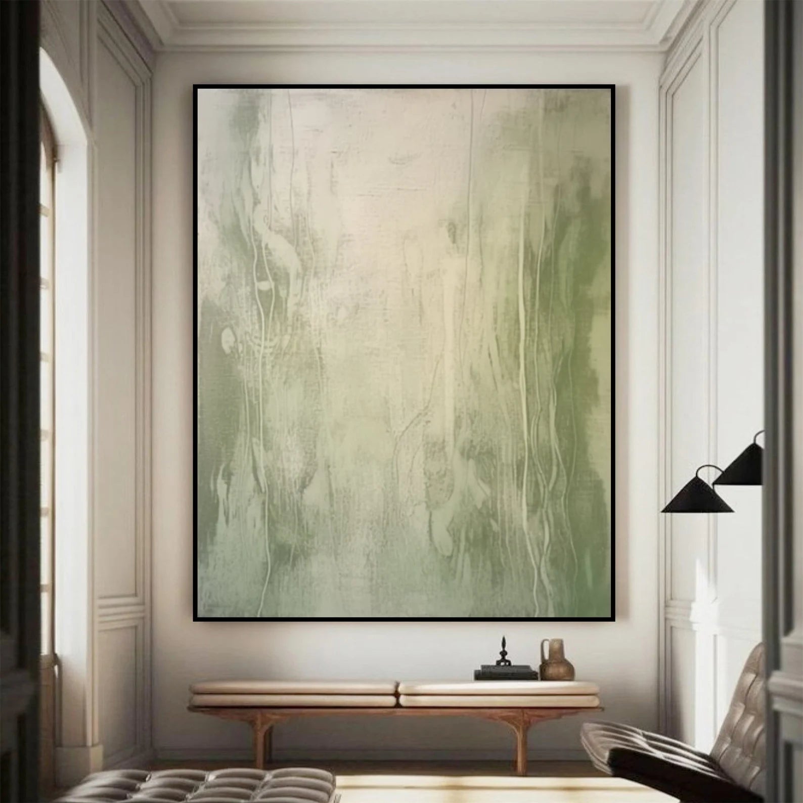 Textured Botanical Calm | Green Beige