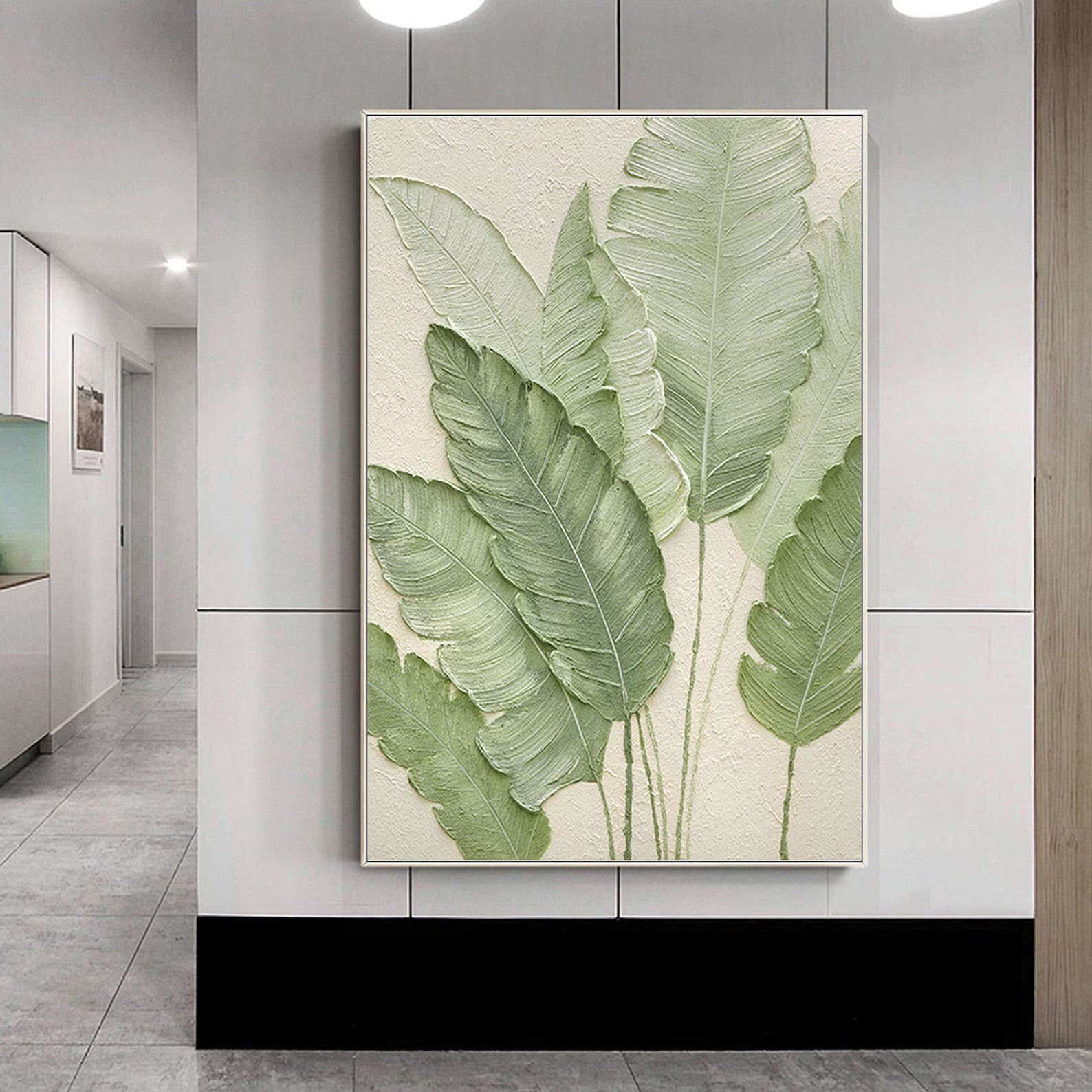 Textured Leaf Elegance | Sage Beige