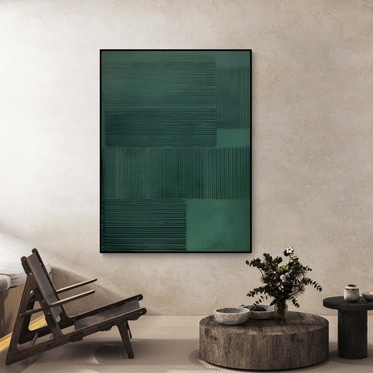 Textured Geometric Opulence | Green Grid