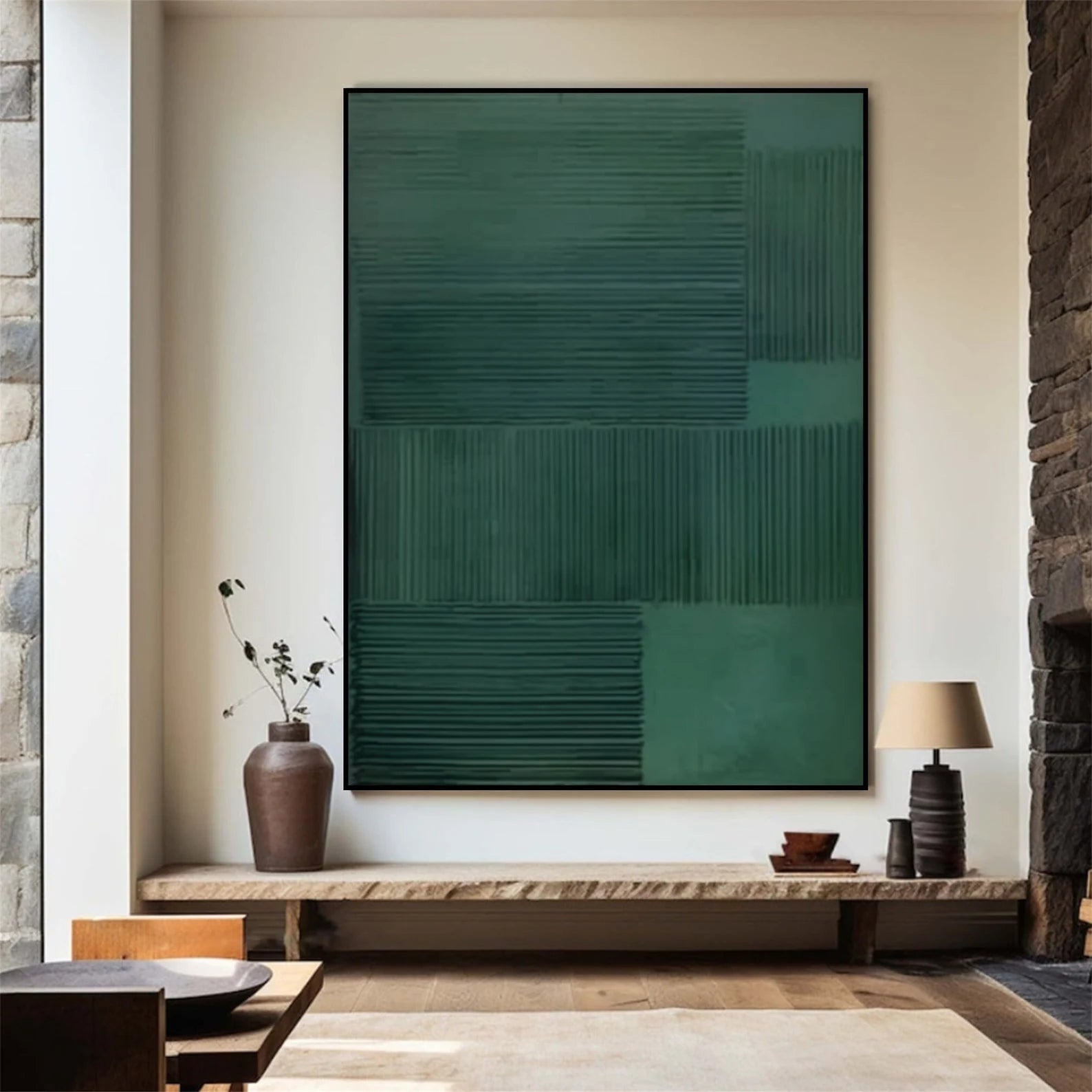 Textured Geometric Opulence | Green Grid