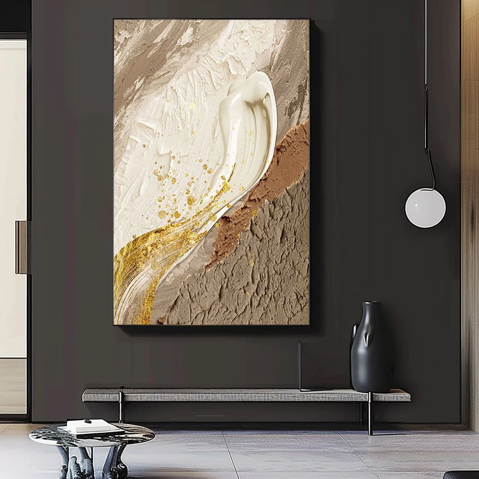 Textured Gold Beige Abstract | Opulent Depth
