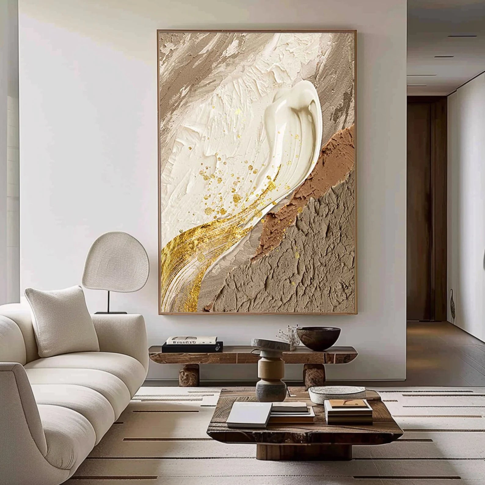 Textured Gold Beige Abstract | Opulent Depth