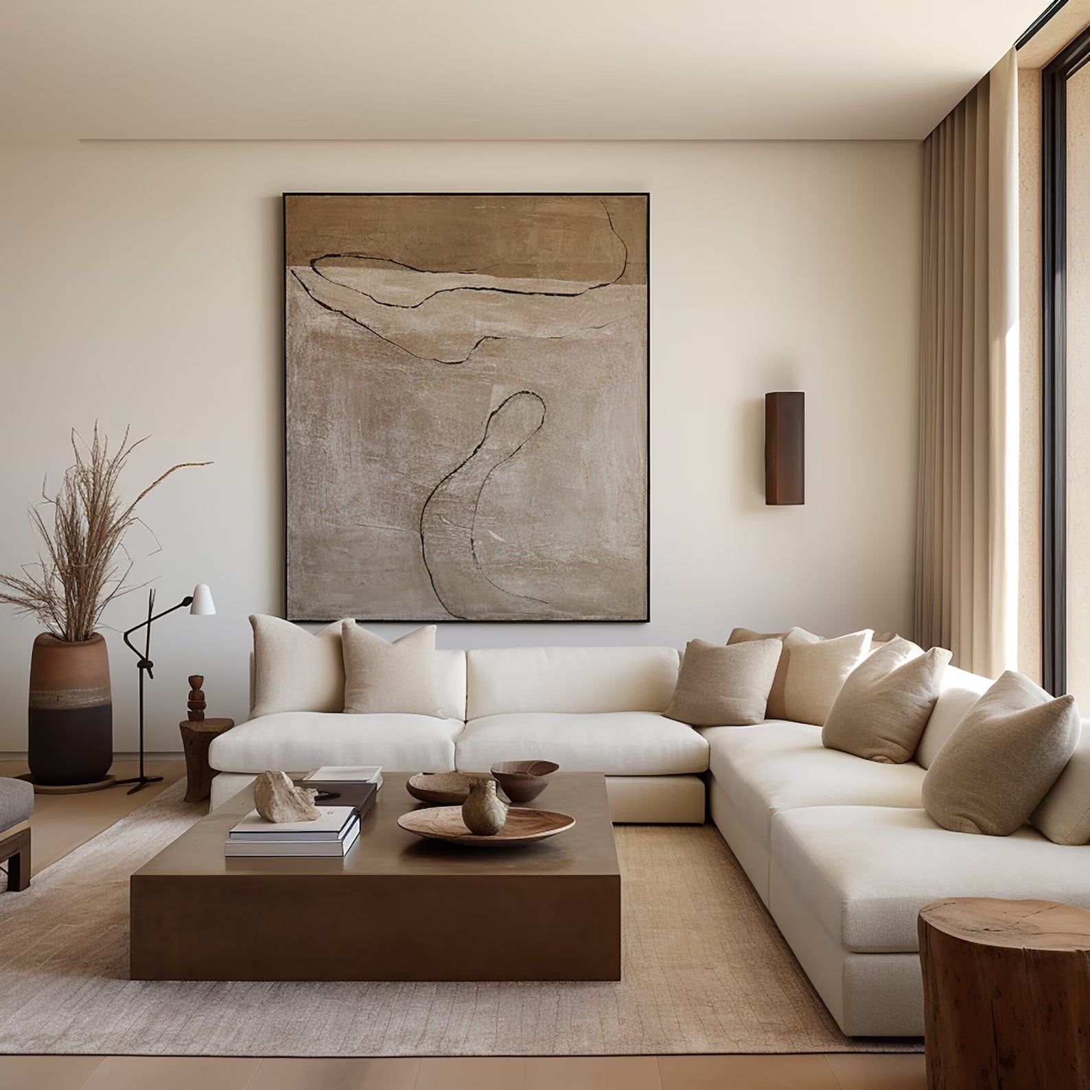 Textured Neutral Abstraction | Beige Line