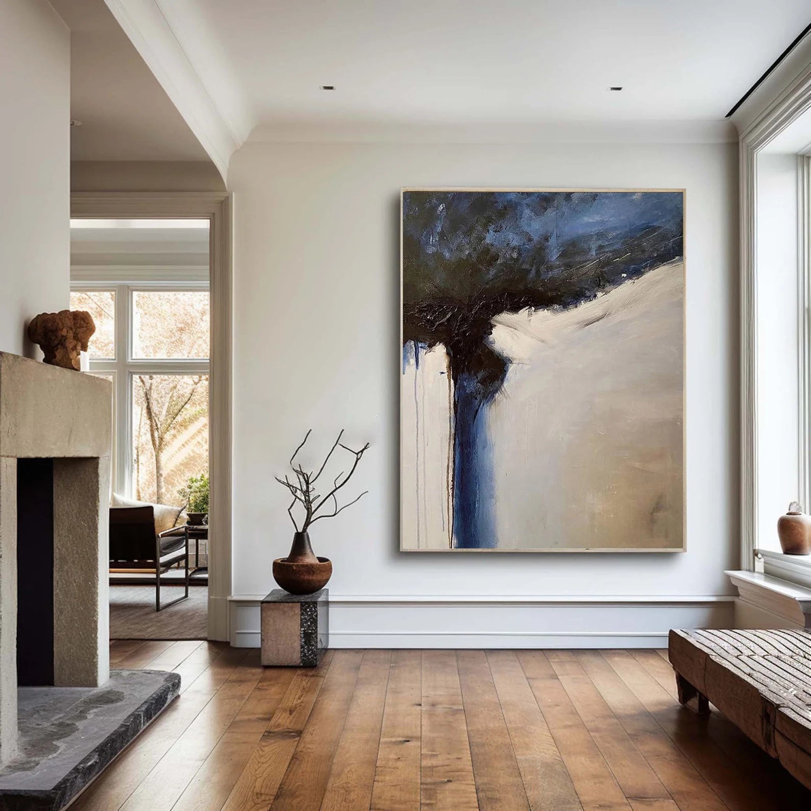 Textured Abstract Flow | Blue Beige