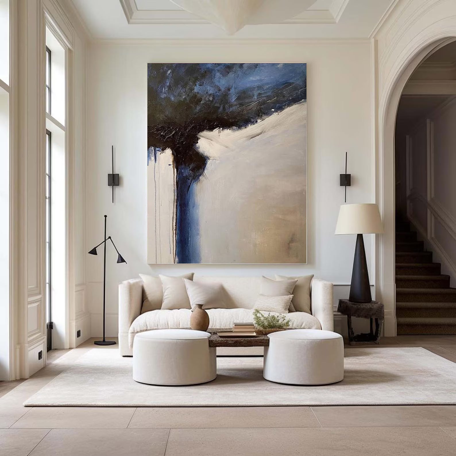 Textured Abstract Flow | Blue Beige