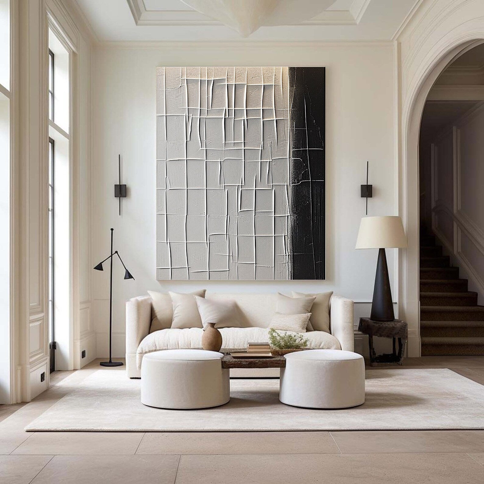 Textured Geometric Contrast | Grey Black