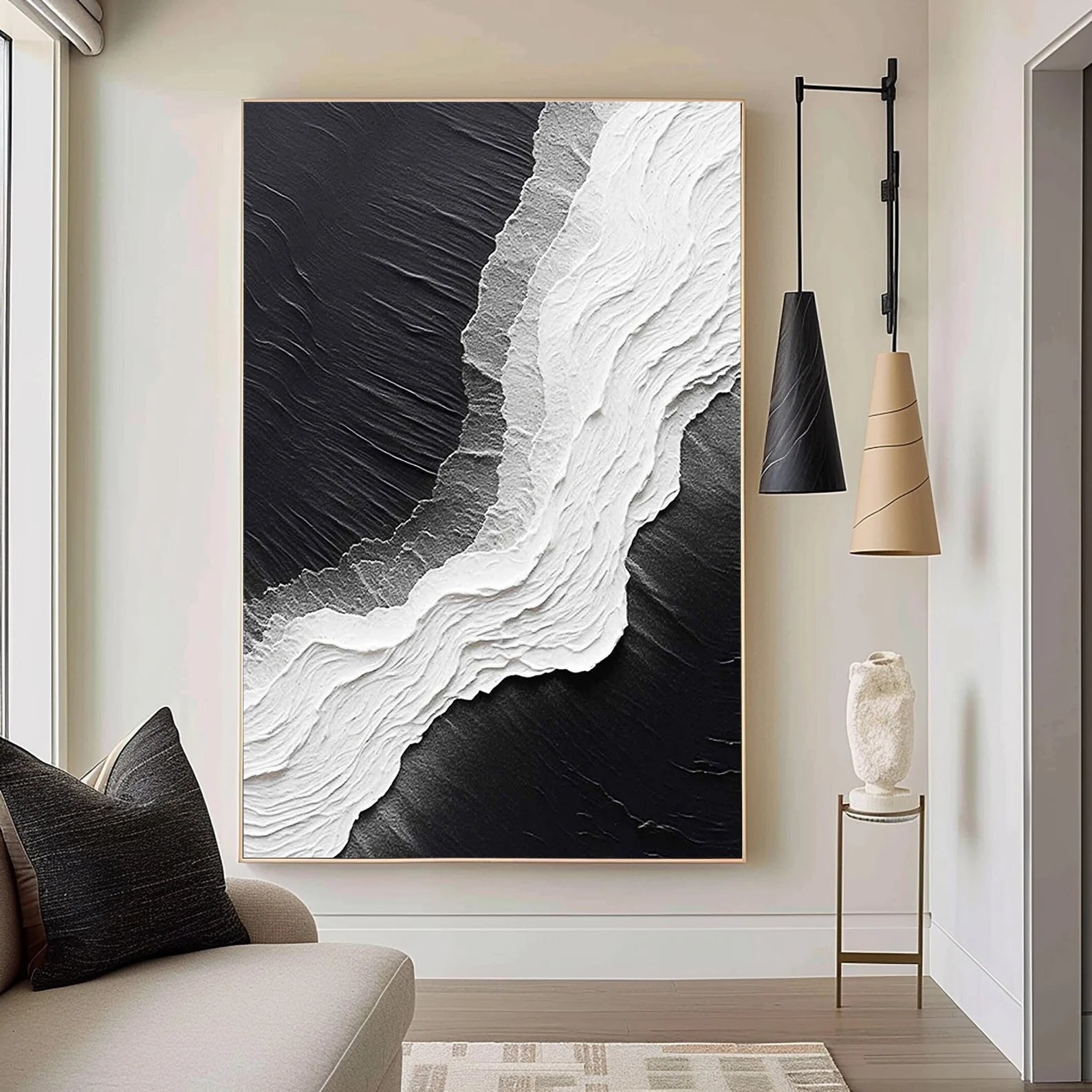 Textured Wave Sophistication | Black White
