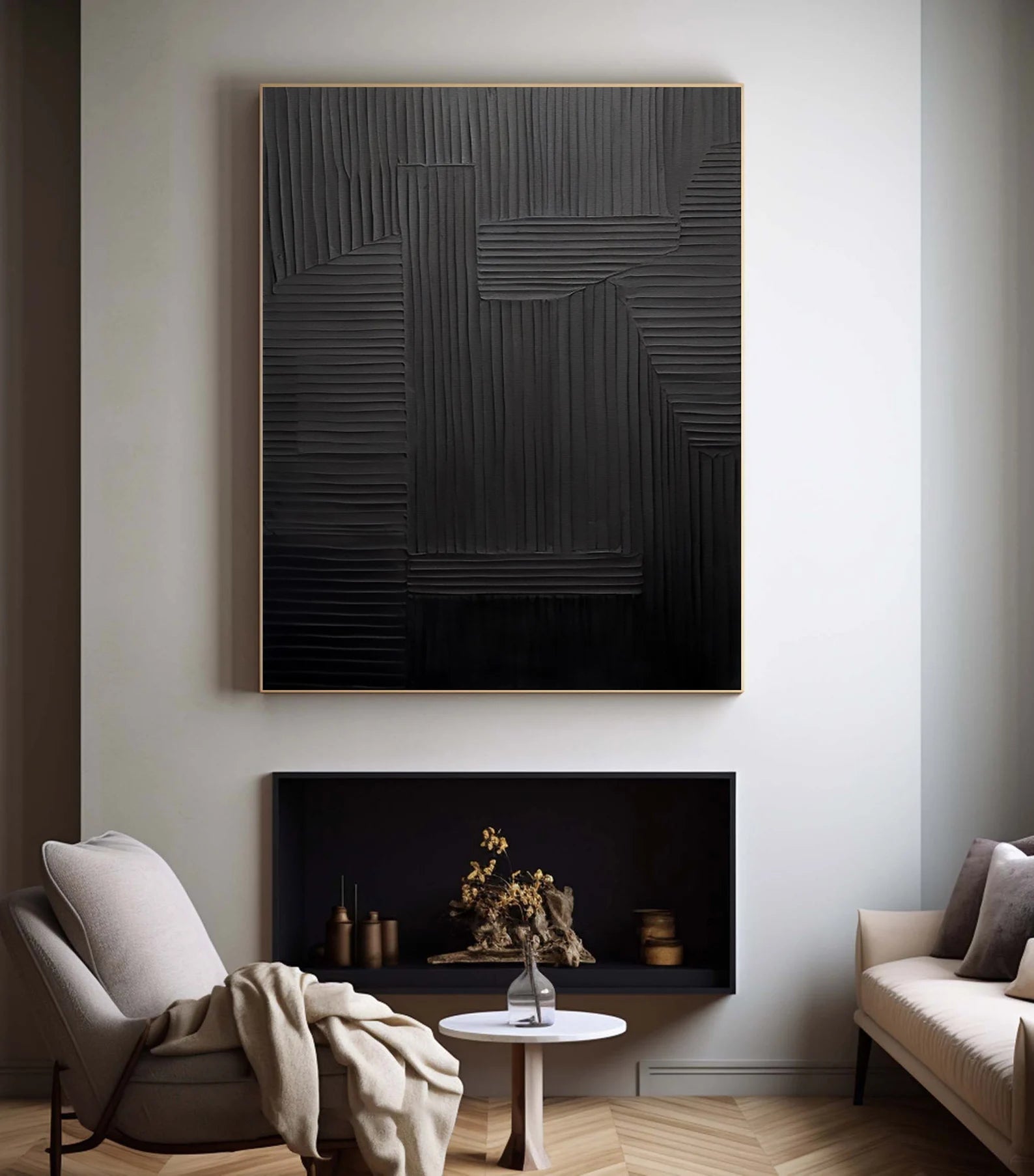 Textured Monochrome Lines | Black Artistry