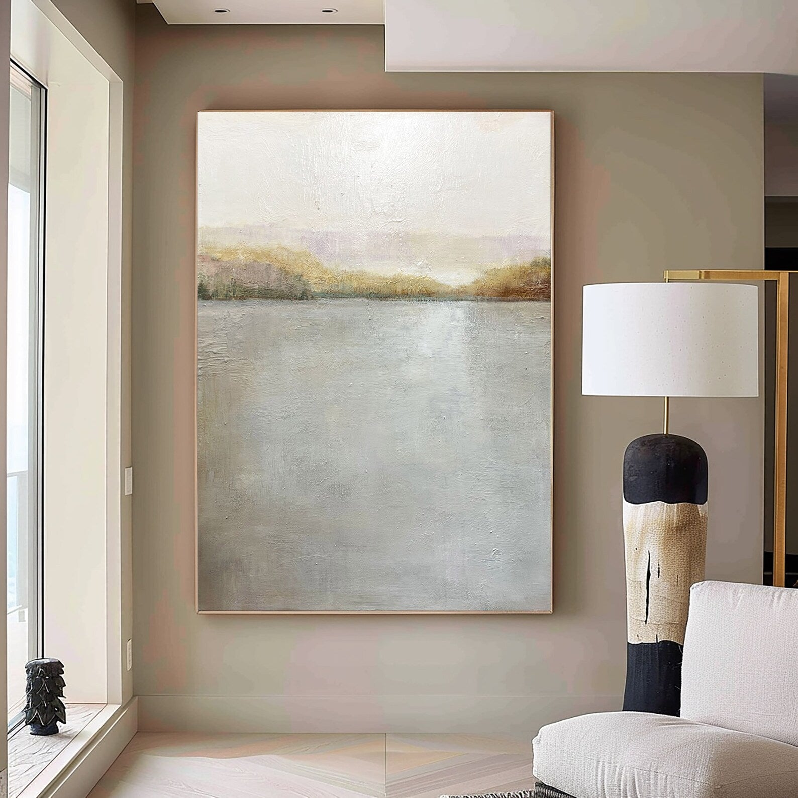 Textured Landscape Serenity | Gray Beige Hues