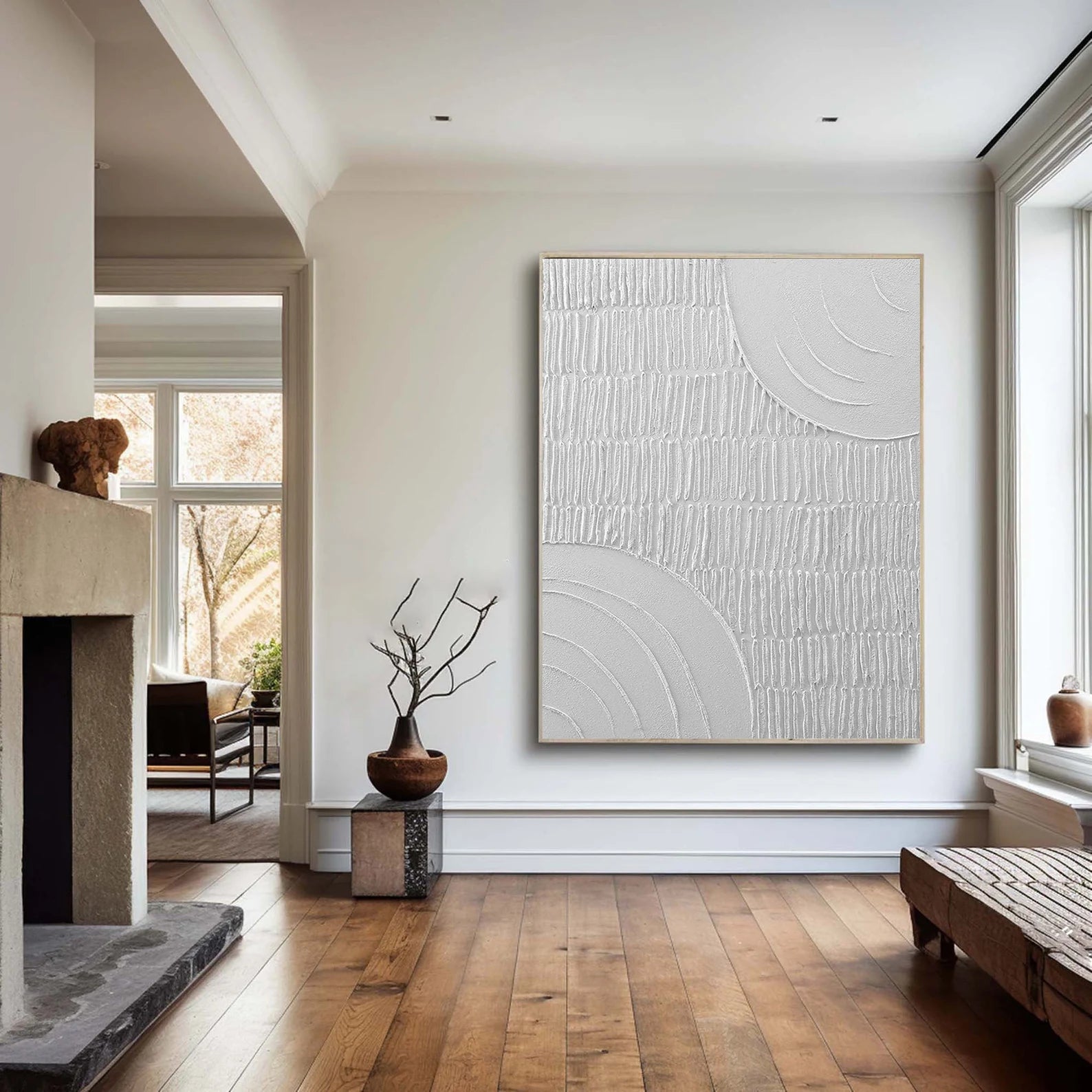 Textured Geometric Purity | White Minimal