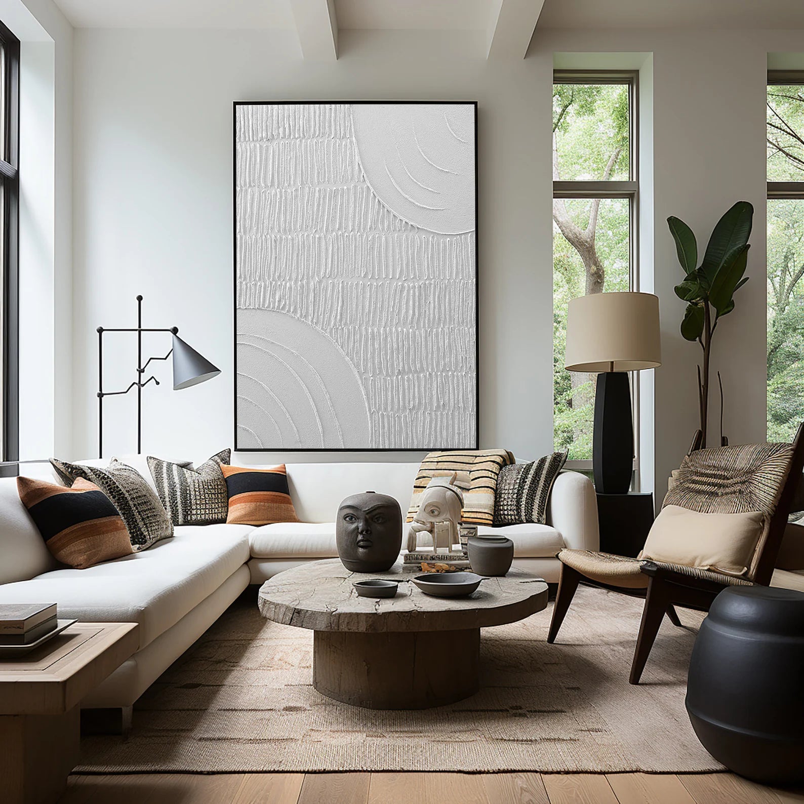 Textured Geometric Purity | White Minimal