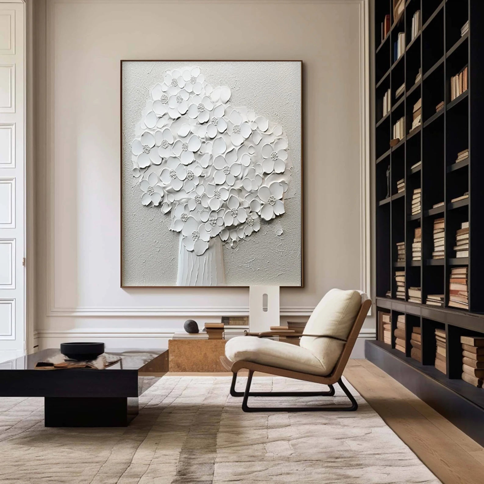 Textured Blossom Elegance | White Artistry