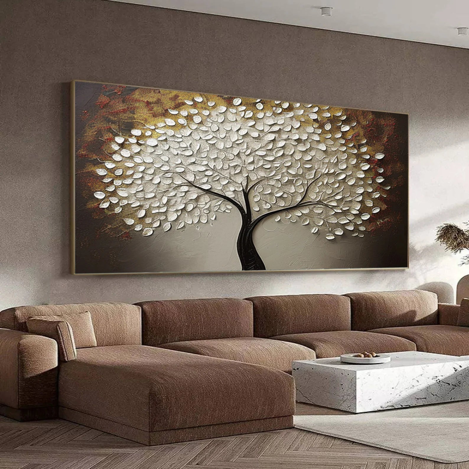 Textured Tree Opulence | White Brown