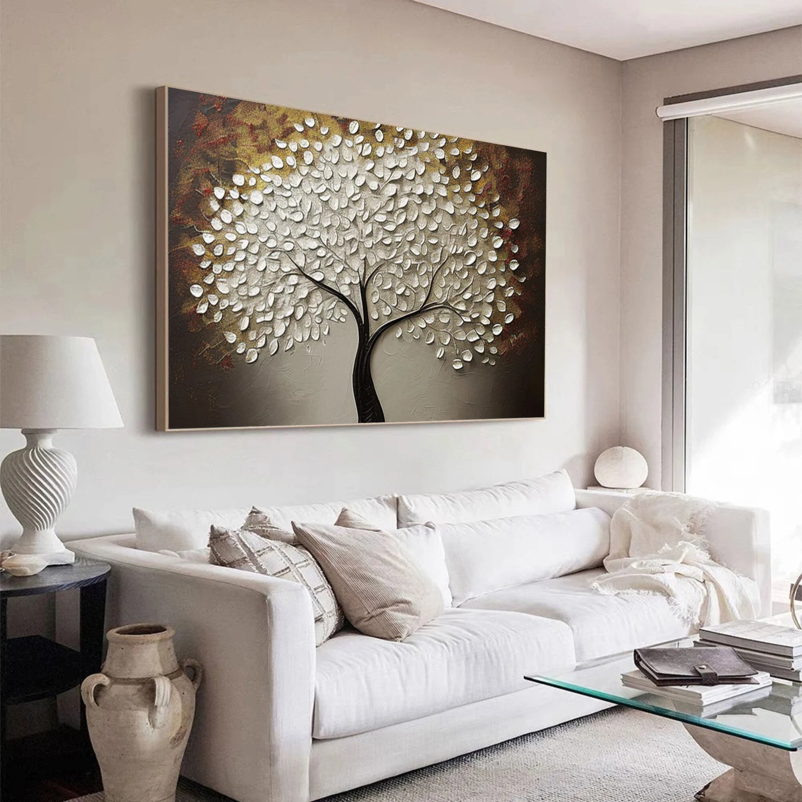 Textured Tree Opulence | White Brown