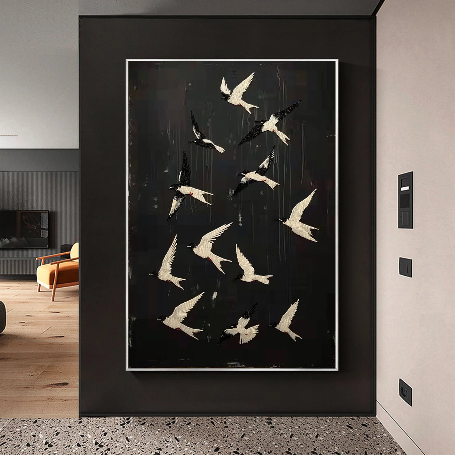Textured Avian Dynamism | Black White
