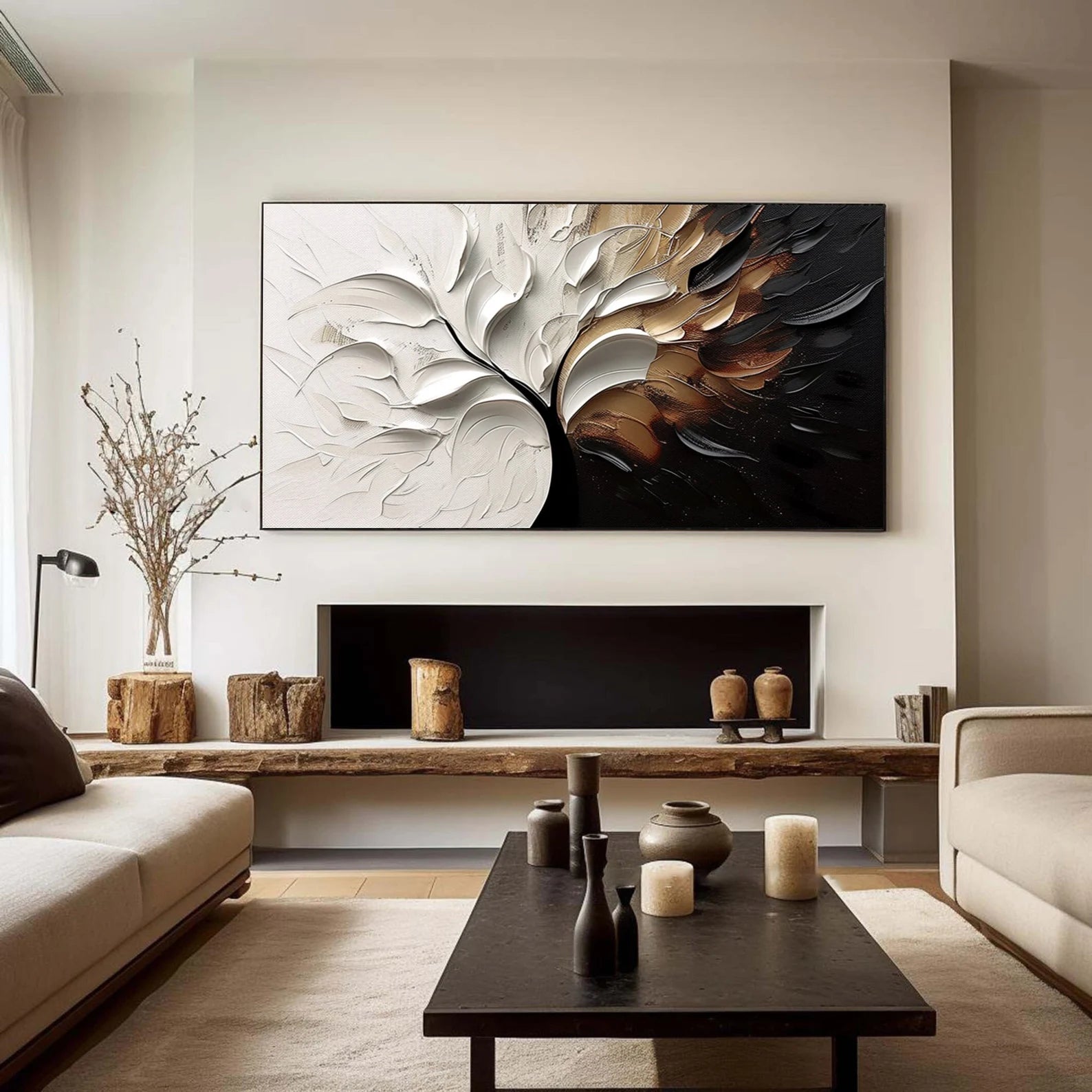 Textured Foliage Grandeur | Gold White