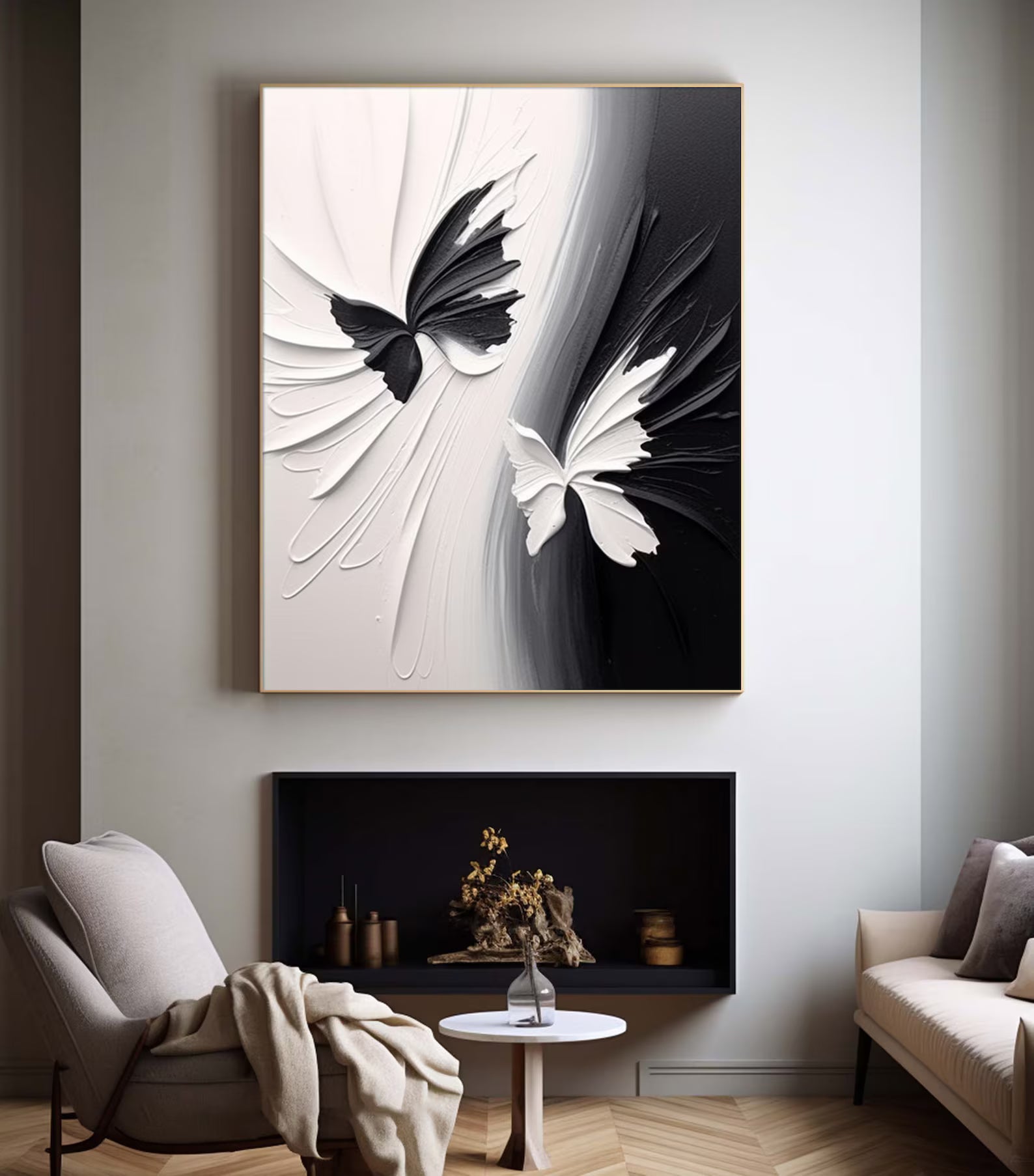 Textured Butterfly Chic | Black White