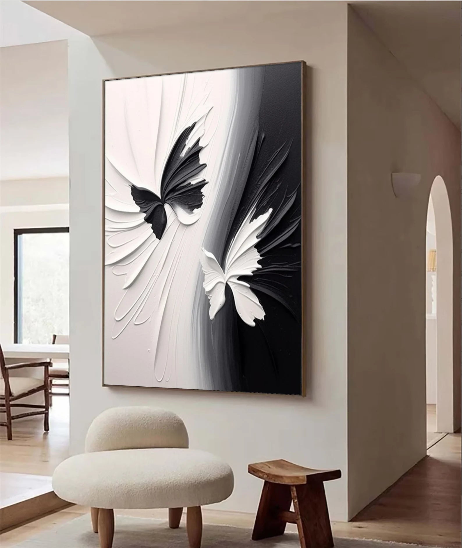 Textured Butterfly Chic | Black White