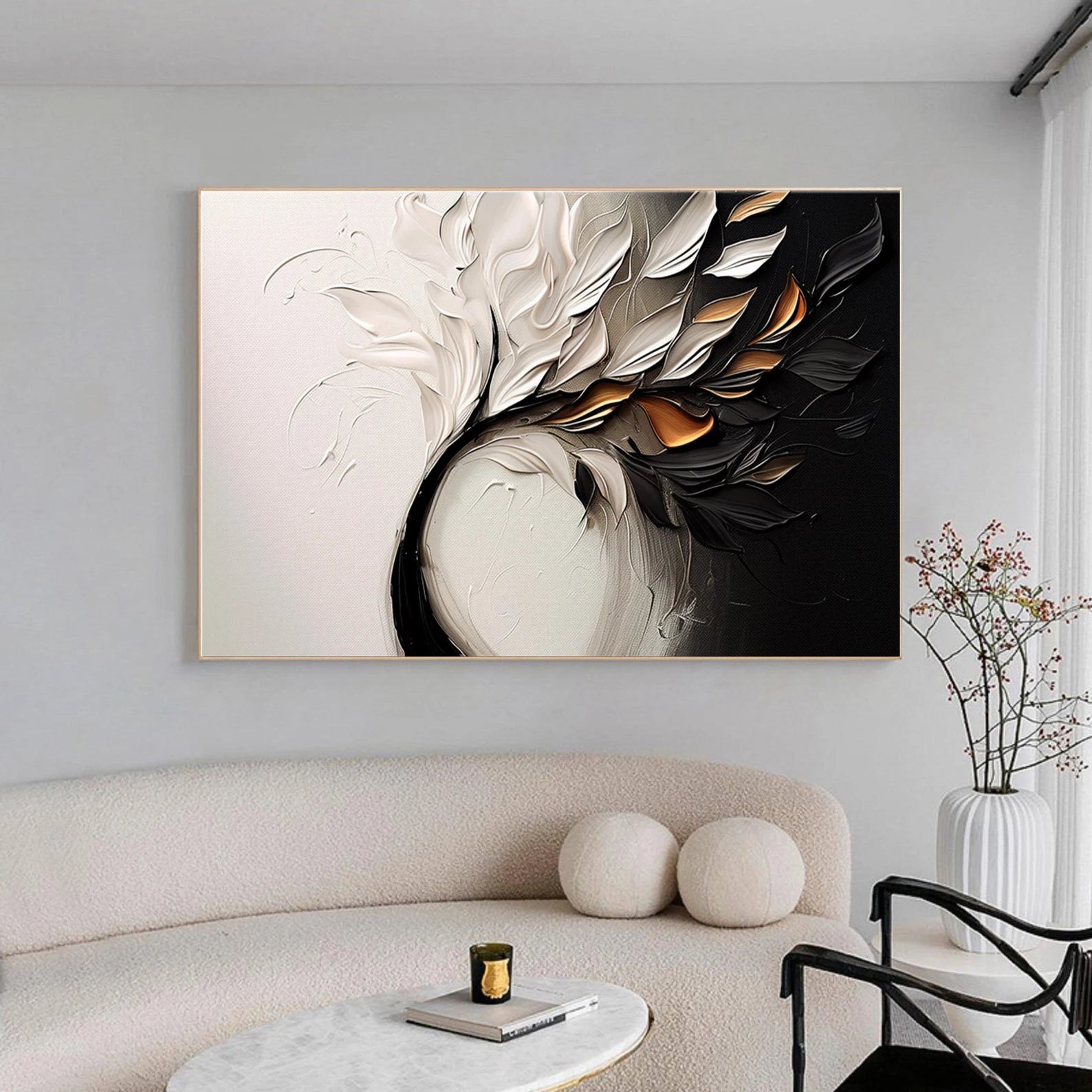 Textured Leaf Opulence | Gold Black