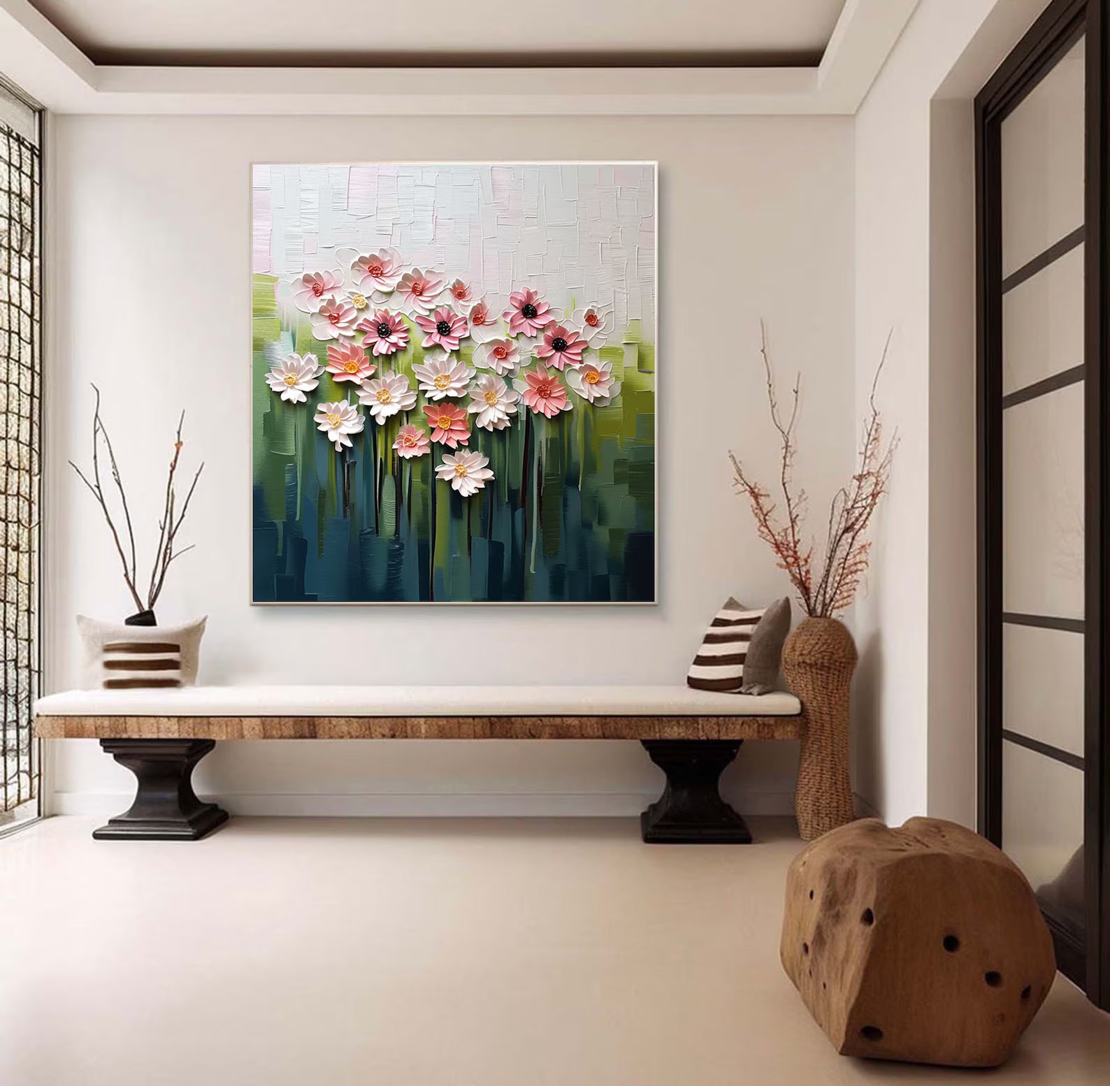 Textured Floral Vibrancy | Pink Green