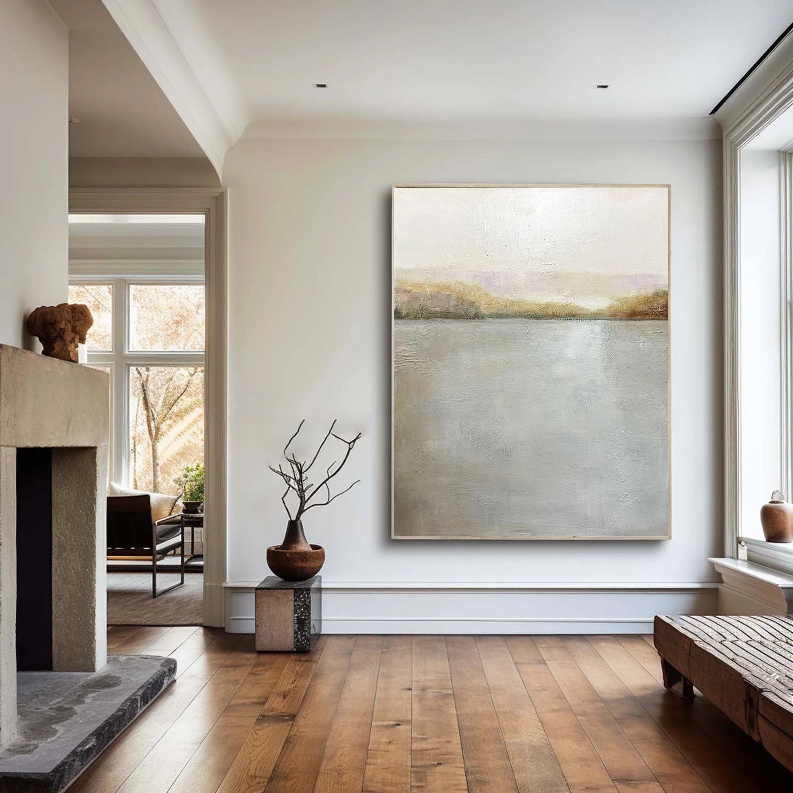 Textured Landscape Serenity | Gray Beige Hues