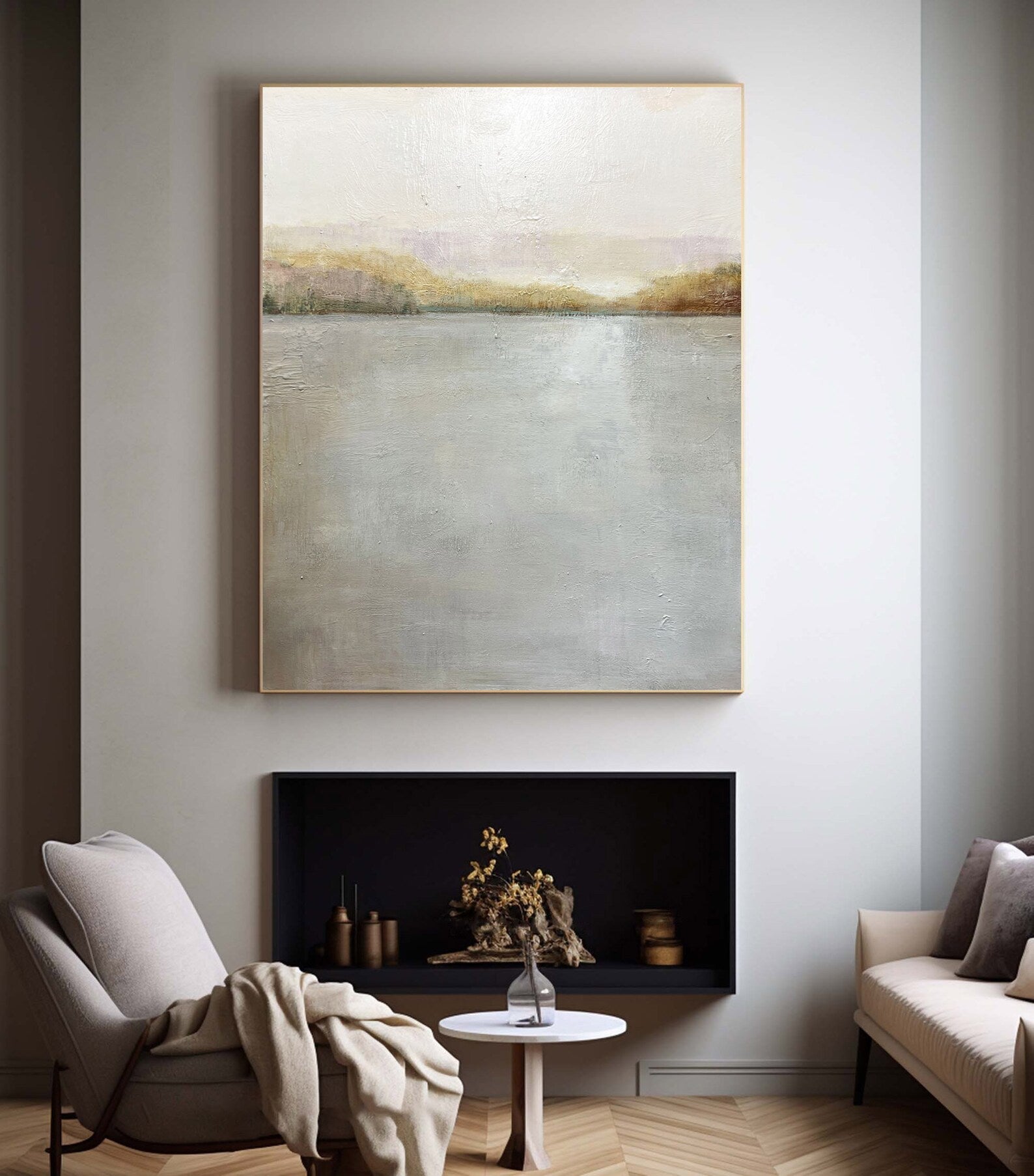 Textured Landscape Serenity | Gray Beige Hues