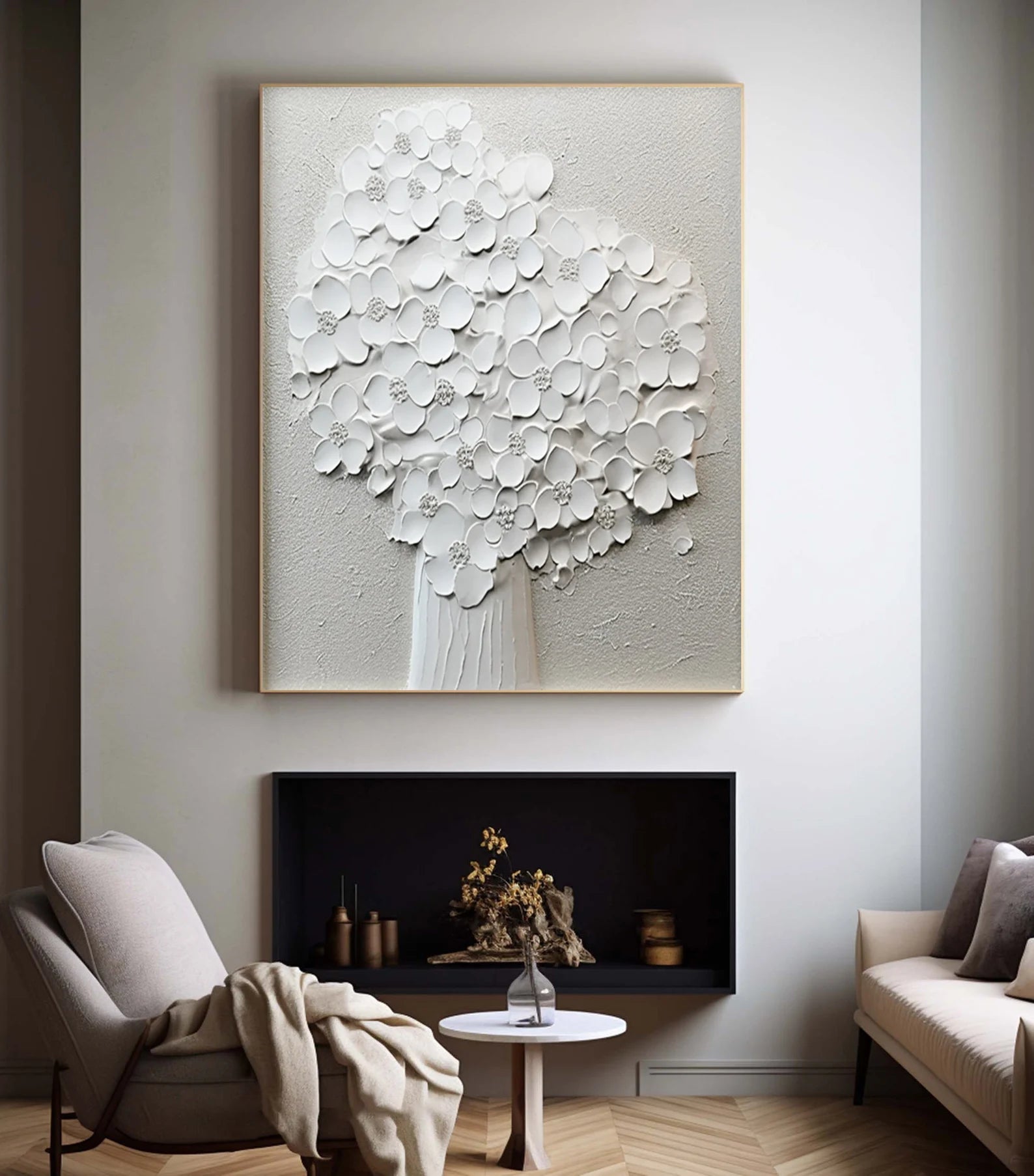 Textured Blossom Elegance | White Artistry