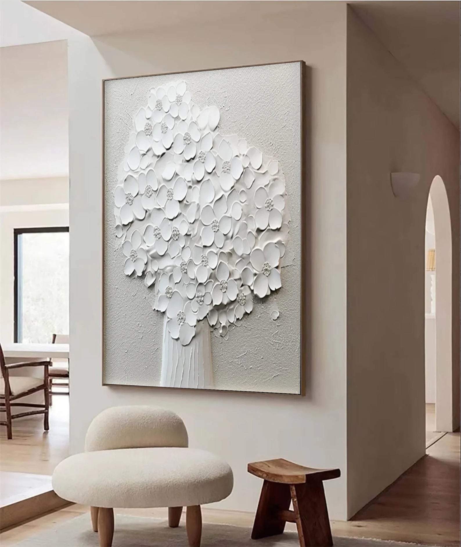 Textured Blossom Elegance | White Artistry