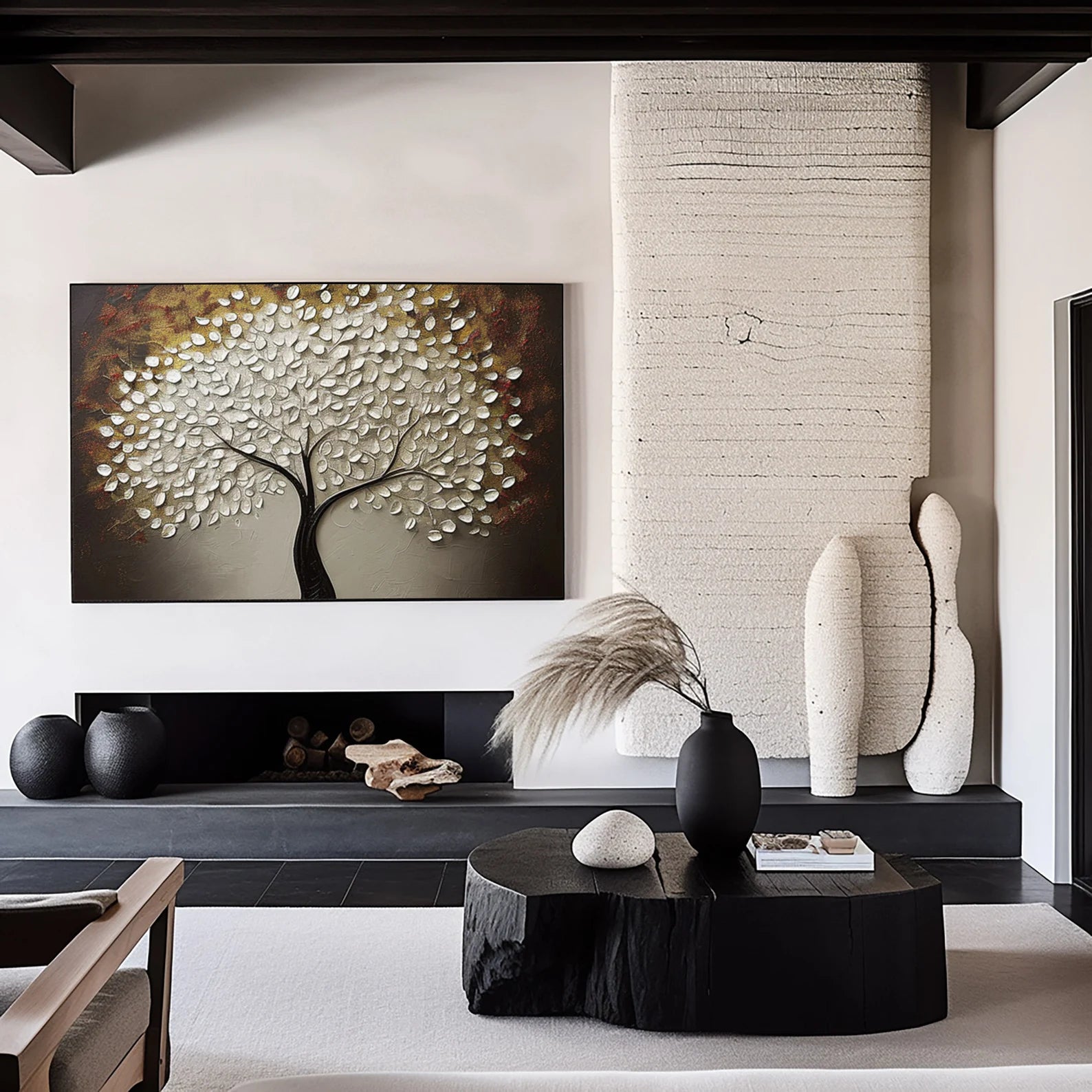 Textured Tree Opulence | White Brown