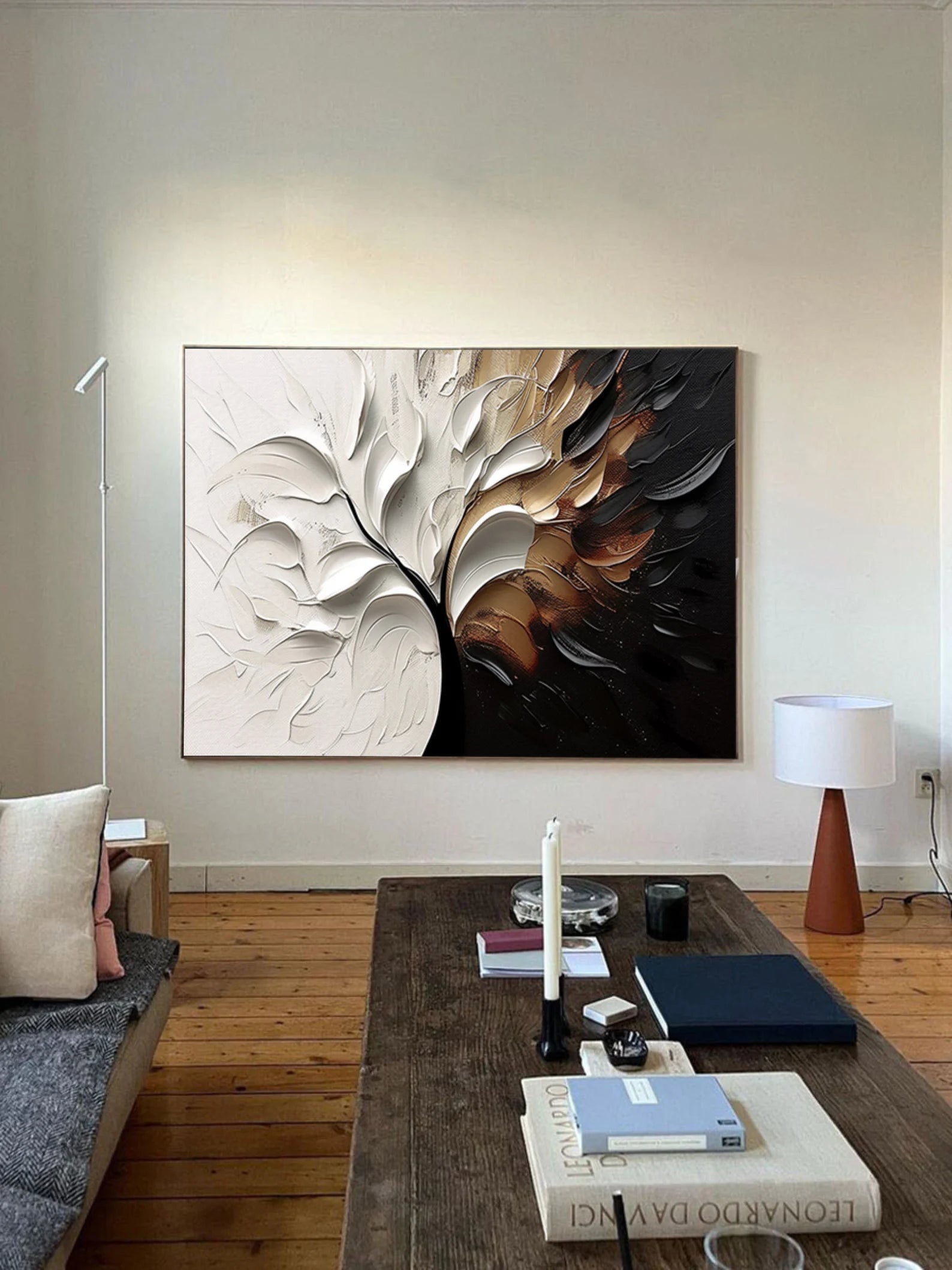 Textured Foliage Grandeur | Gold White