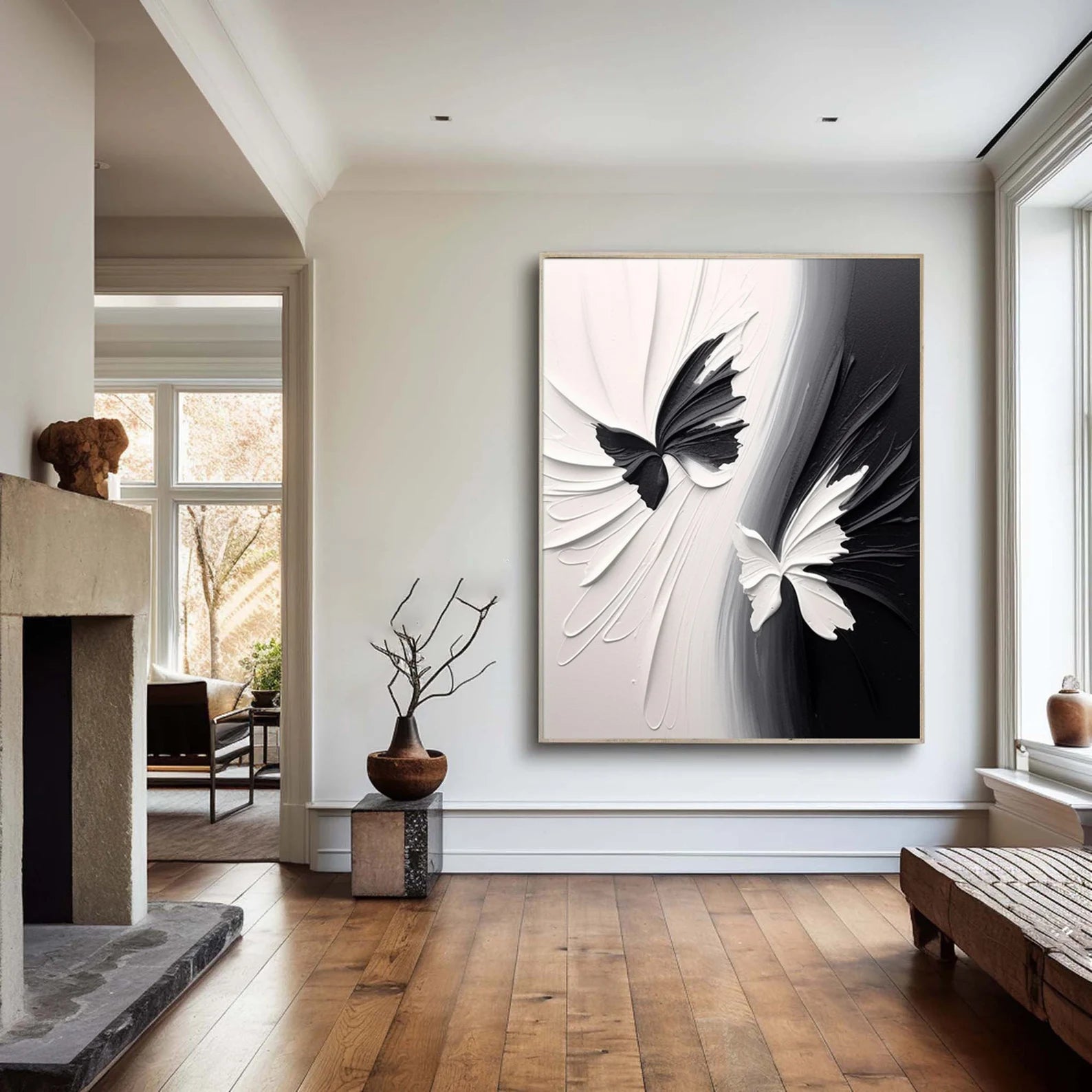 Textured Butterfly Chic | Black White