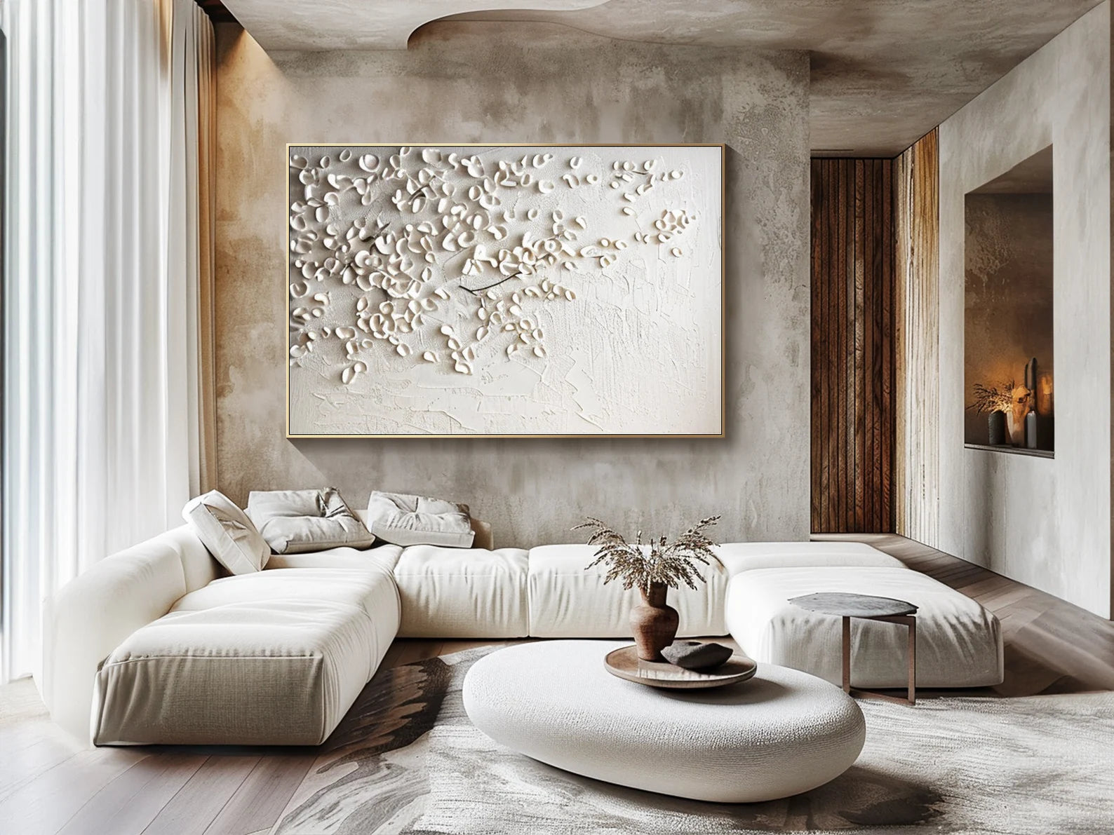 Textured Petal Mosaic | Ivory Hues