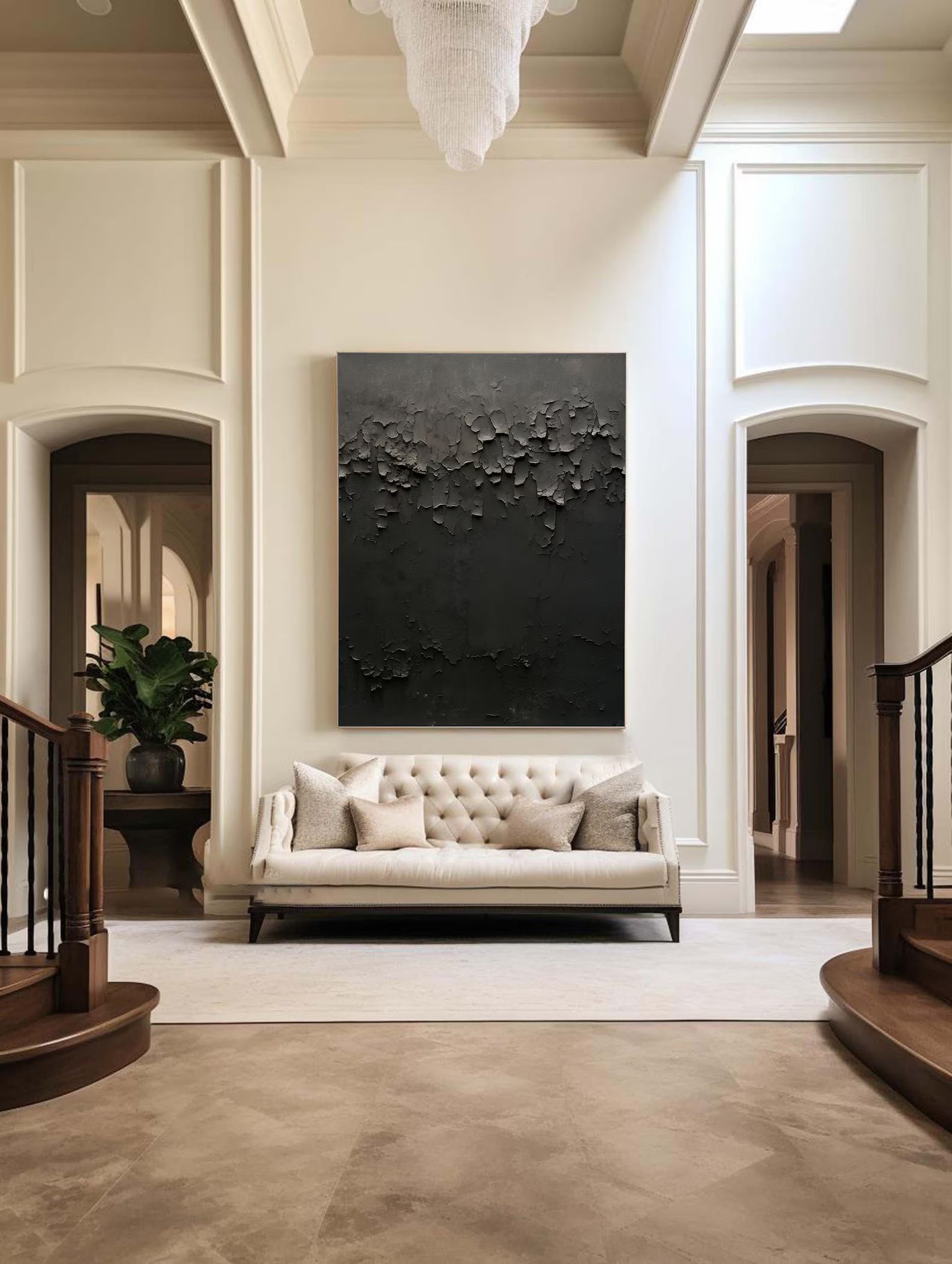 Textured Black Abstract Art | Dramatic Luxury