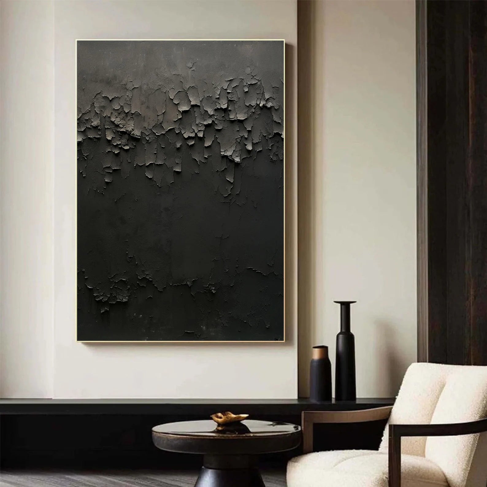 Textured Black Abstract Art | Dramatic Luxury