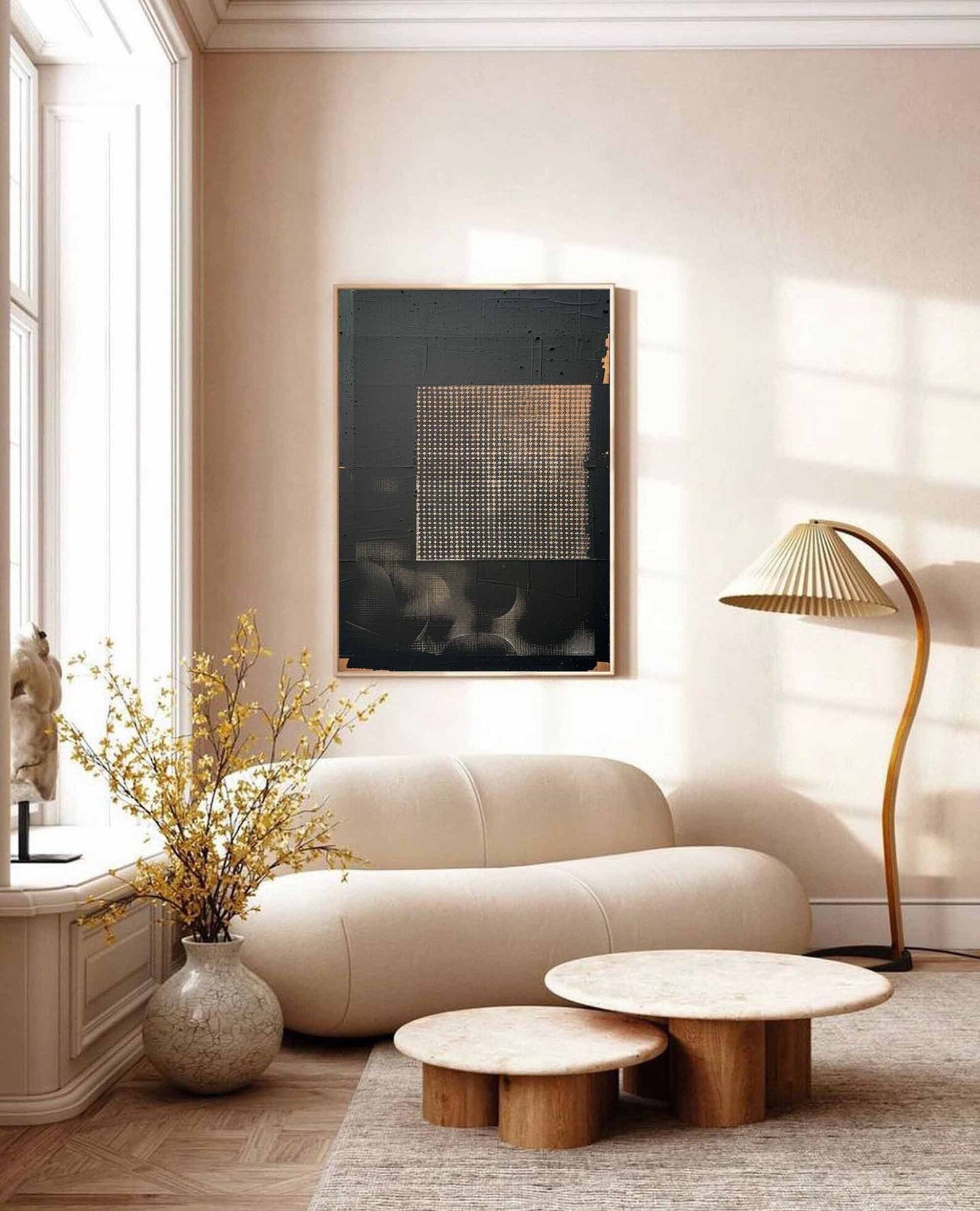 Textured Black Grid Art | Bold Sophistication