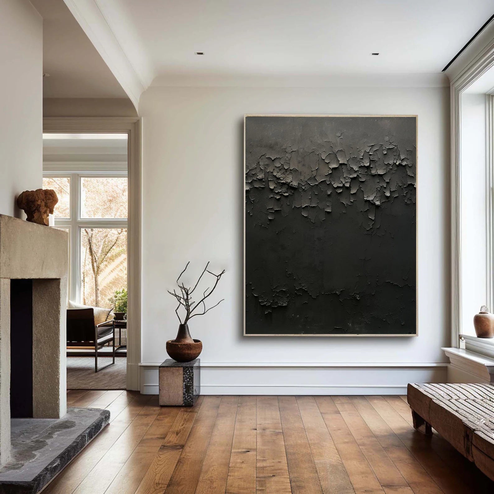 Textured Black Abstract Art | Dramatic Luxury