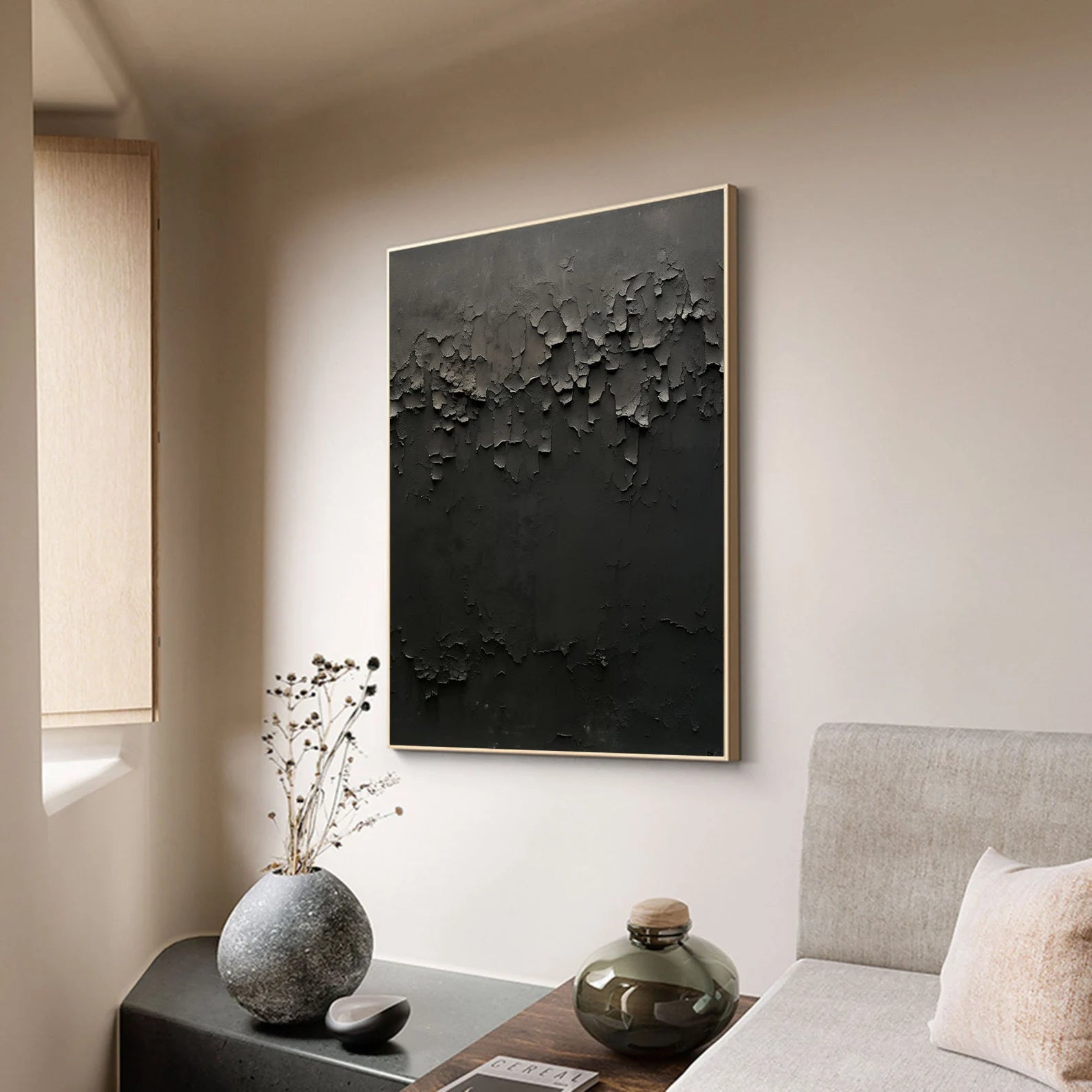 Textured Black Abstract Art | Dramatic Luxury