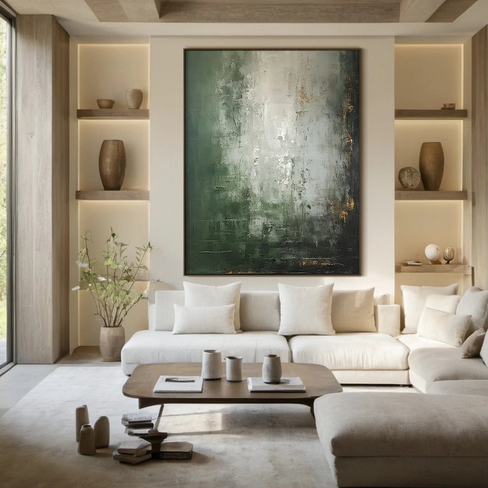 Earthy Green Abstract Art | Luxe Calm