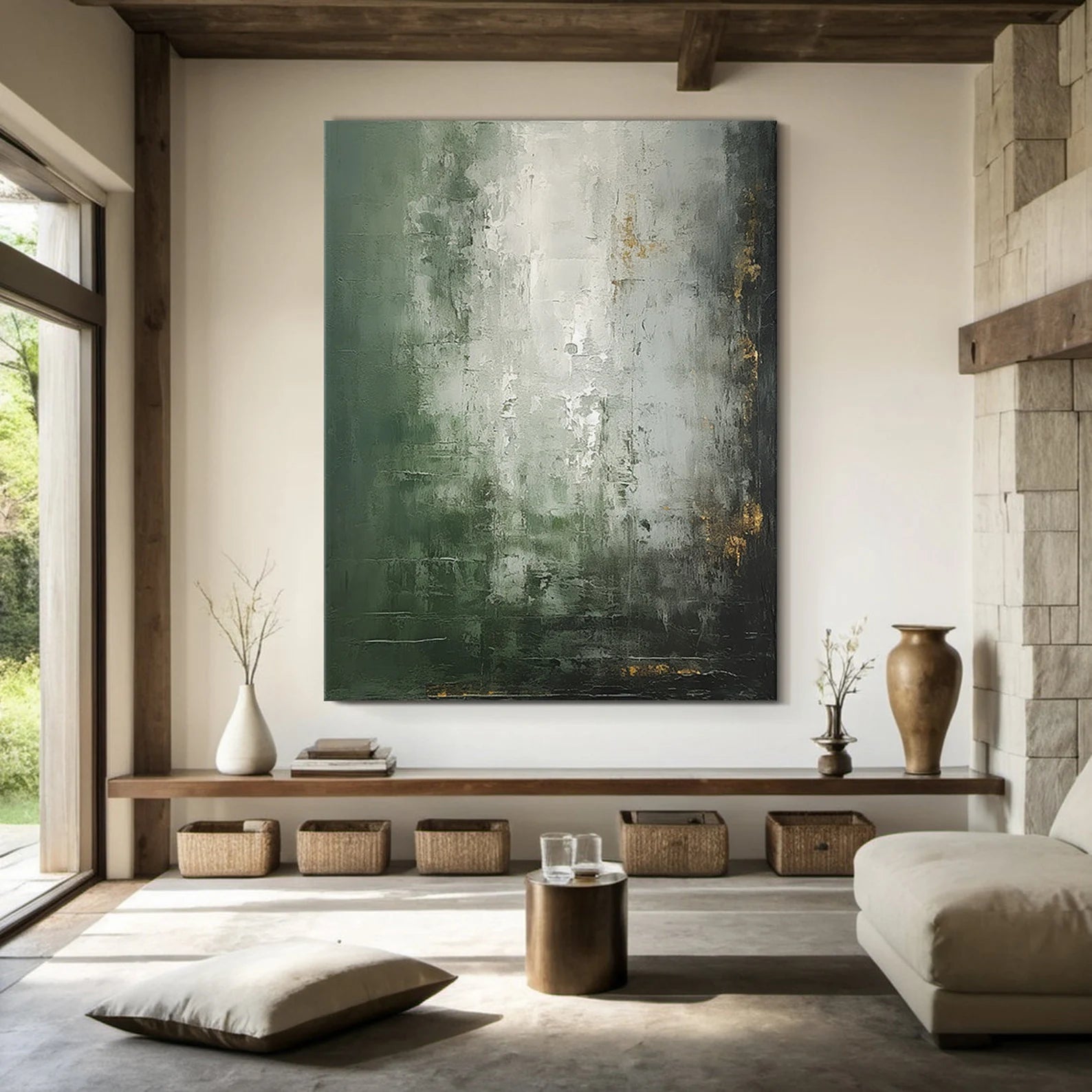 Earthy Green Abstract Art | Luxe Calm