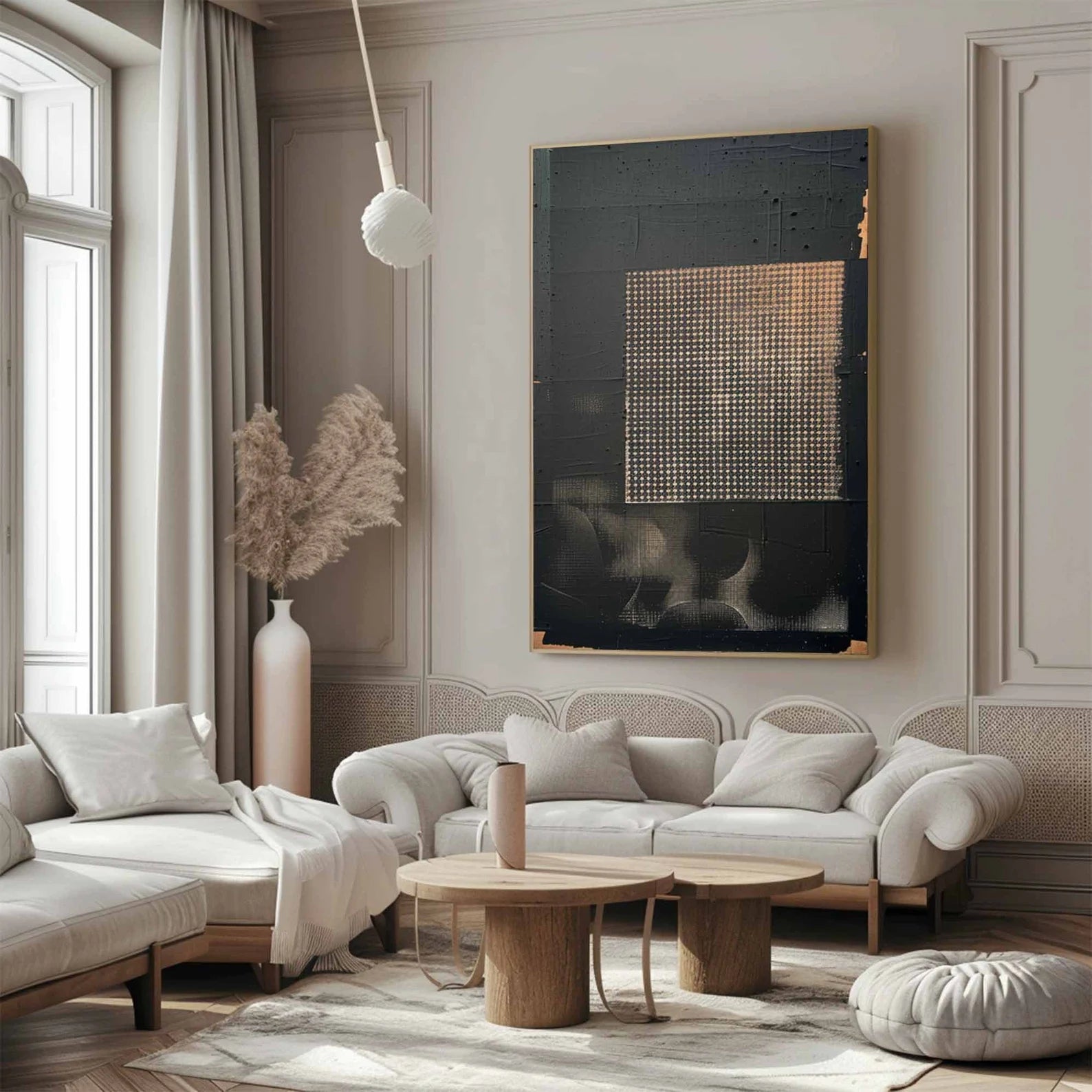 Textured Black Grid Art | Bold Sophistication