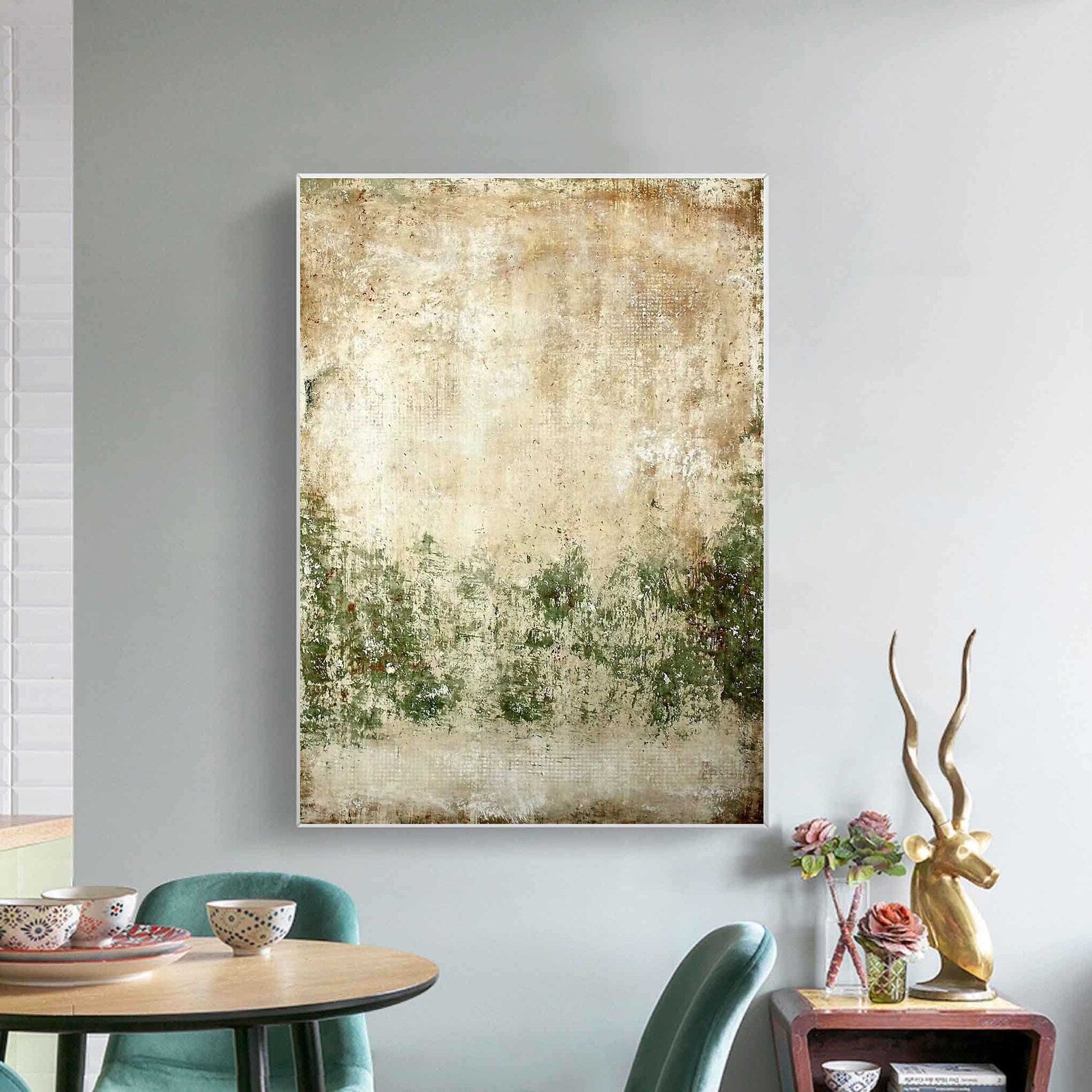 Textured Vintage Serenity | Beige Green