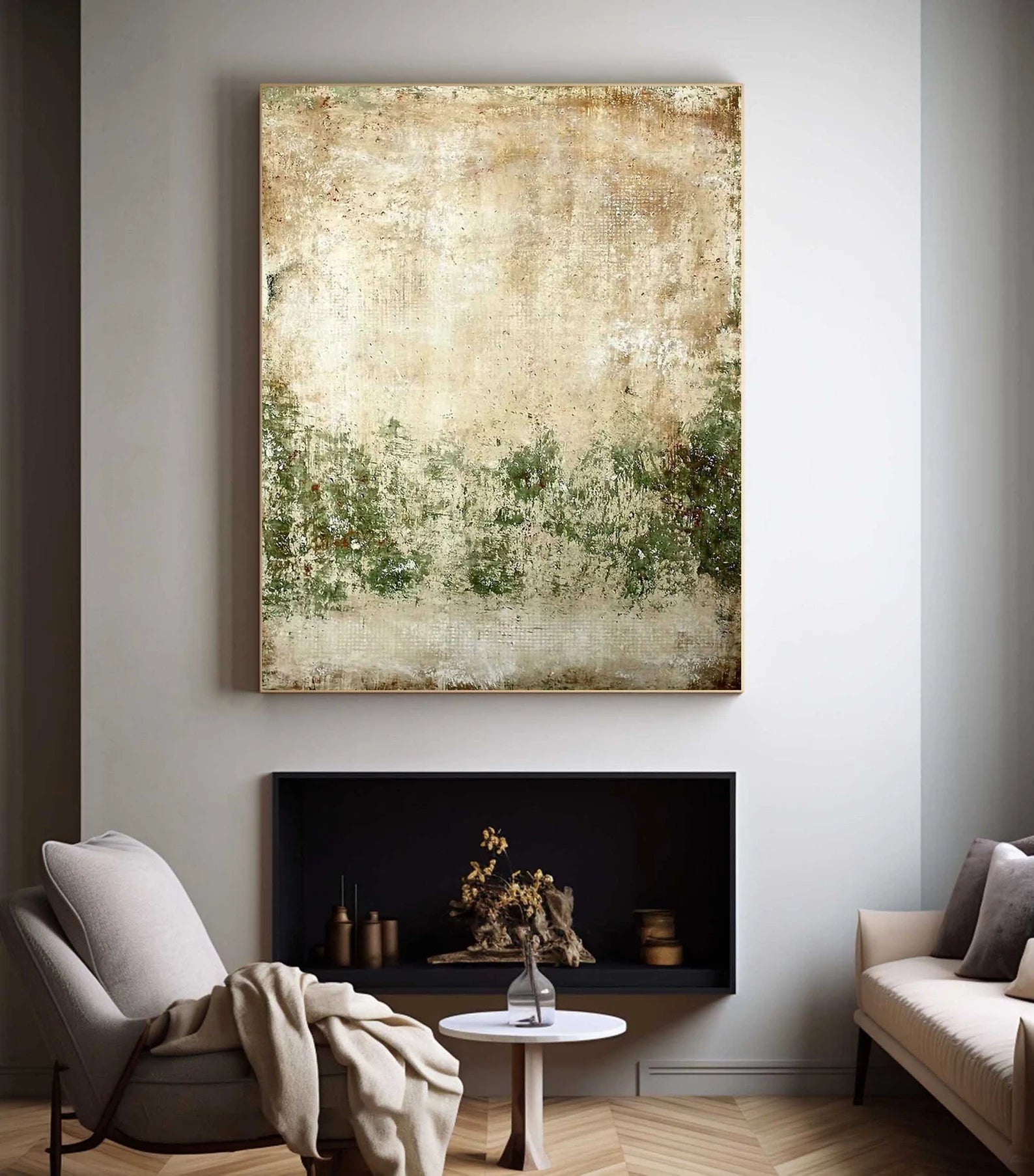 Textured Vintage Serenity | Beige Green