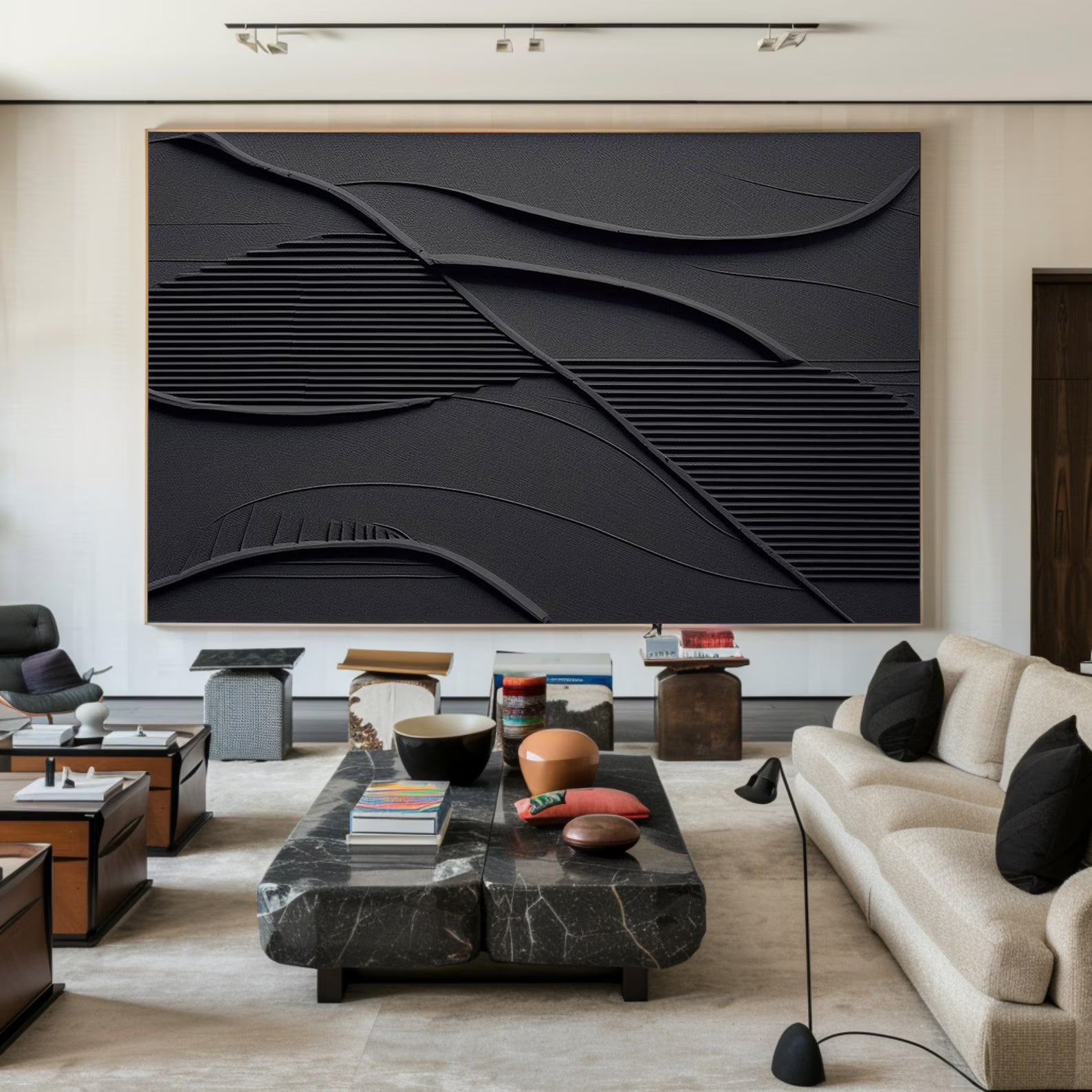 Textured Monochrome Opulence | Black Depth